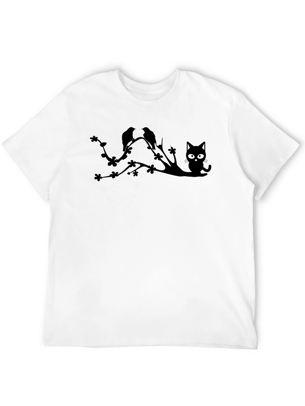 Black Cat & Birds Tree Graphic Tee