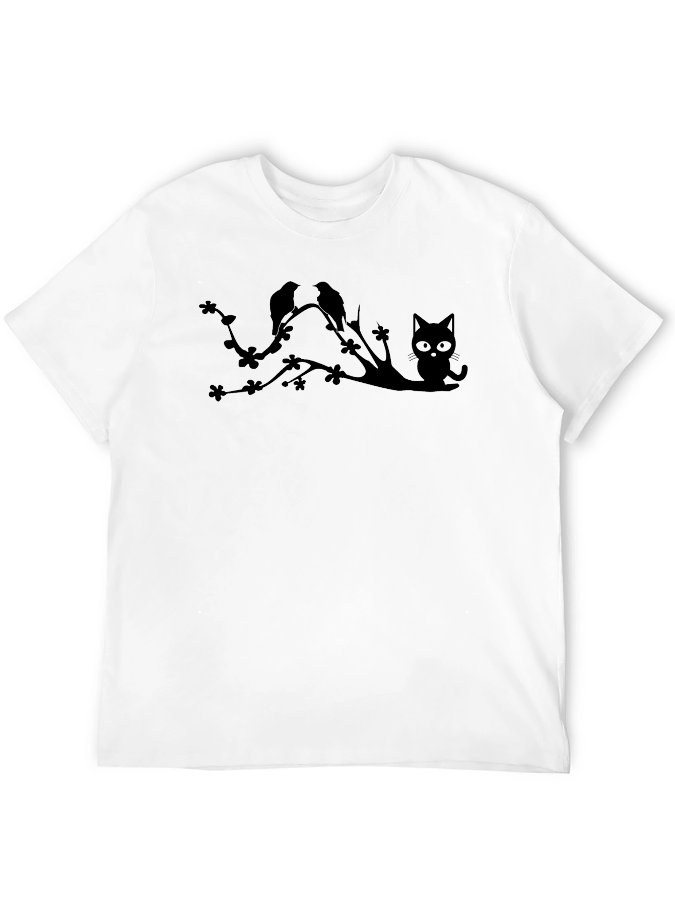 Black Cat & Birds Tree Graphic Tee