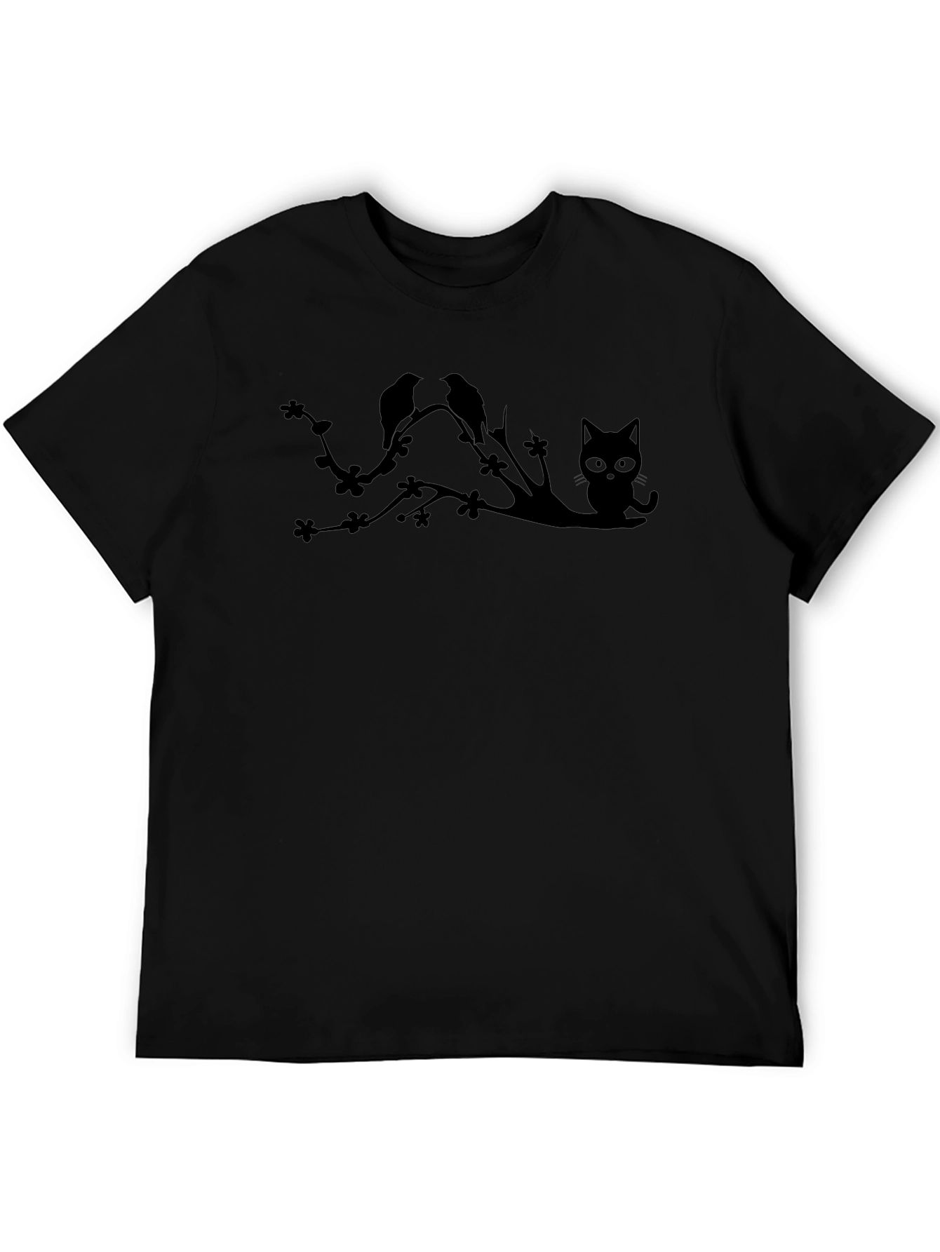Black Cat & Birds Tree Graphic Tee