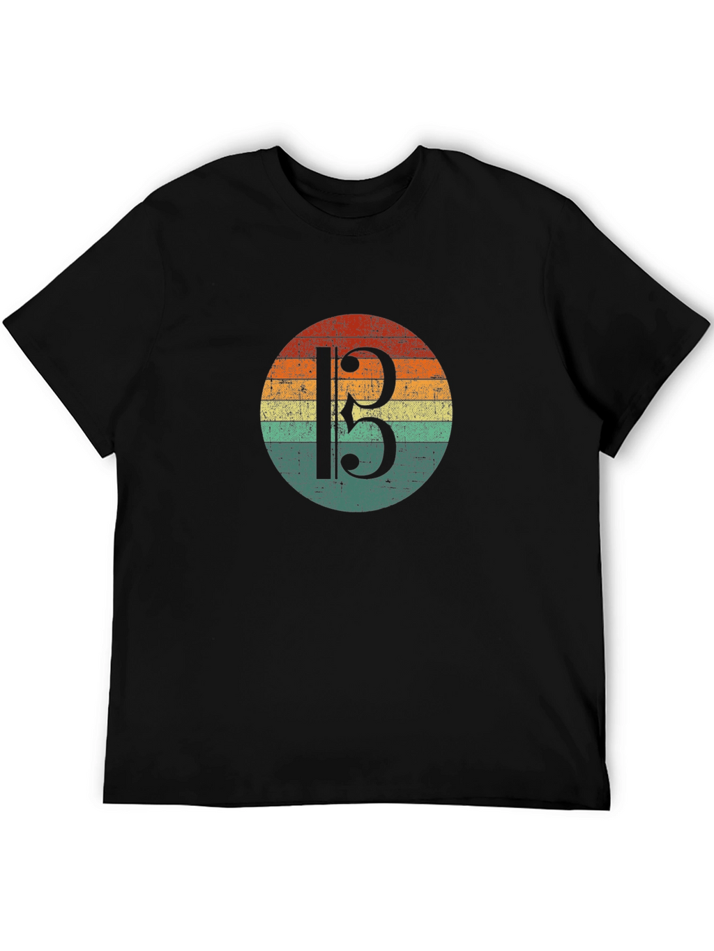 Bass Clef Retro Sunset Graphic T-Shirt