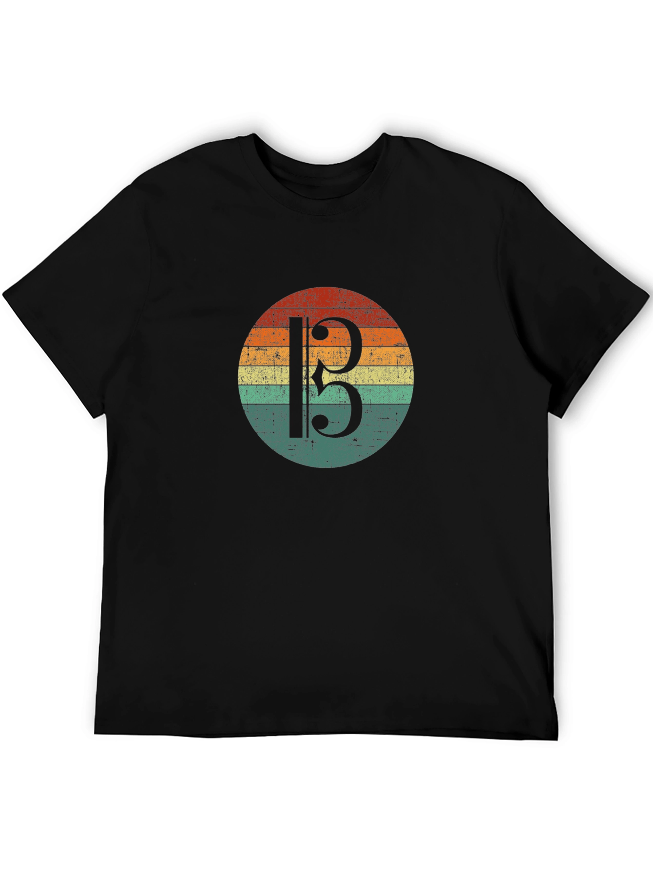 Bass Clef Retro Sunset Graphic T-Shirt