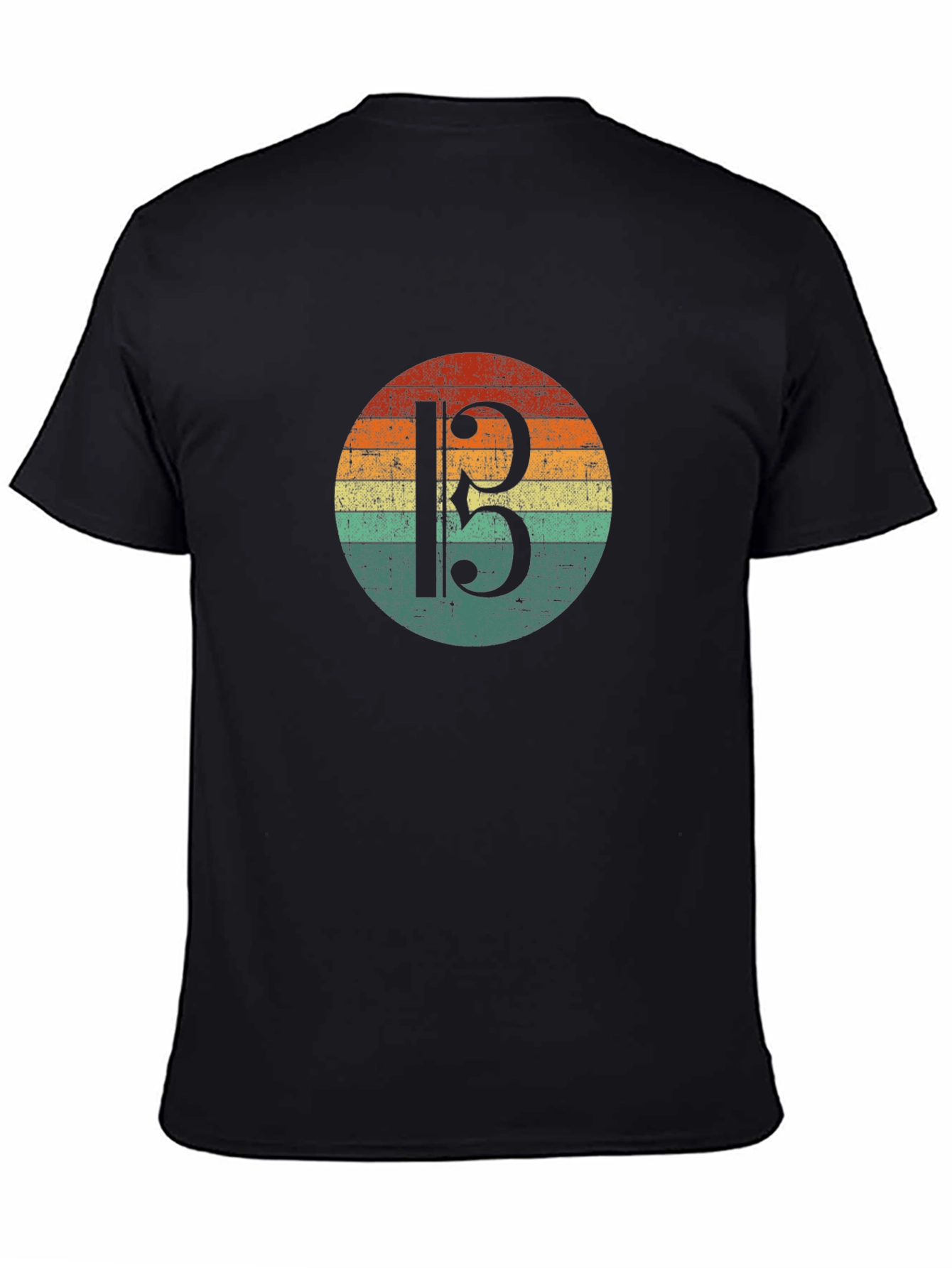 Bass Clef Retro Sunset Graphic T-Shirt