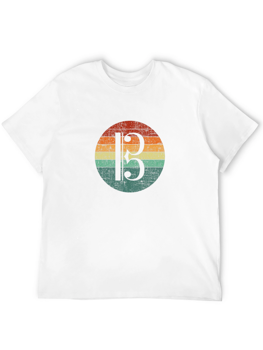 Bass Clef Retro Sunset Graphic T-Shirt