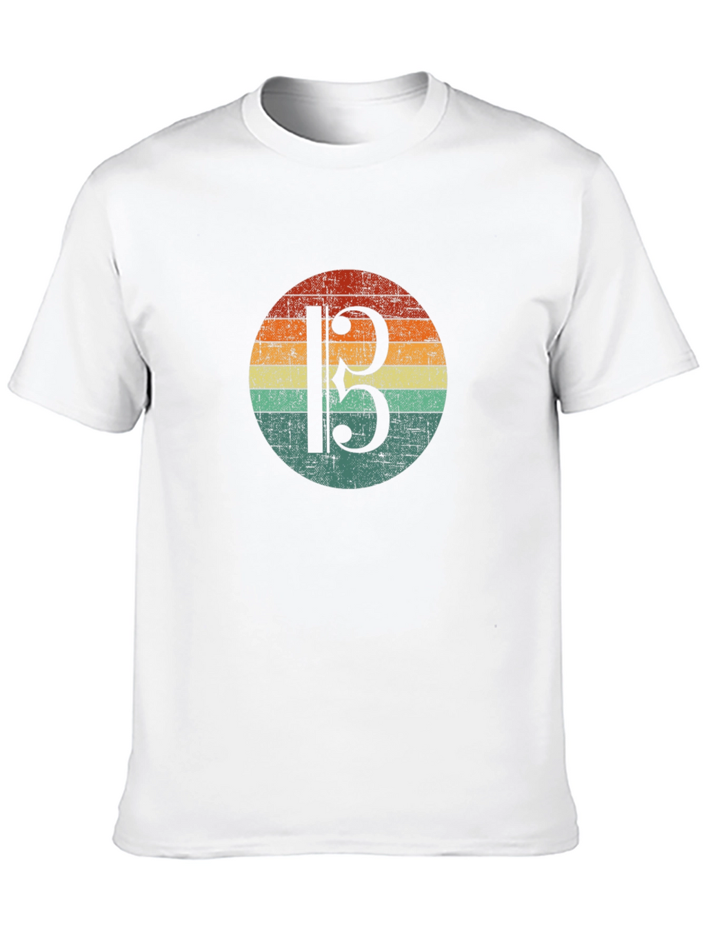 Bass Clef Retro Sunset Graphic T-Shirt