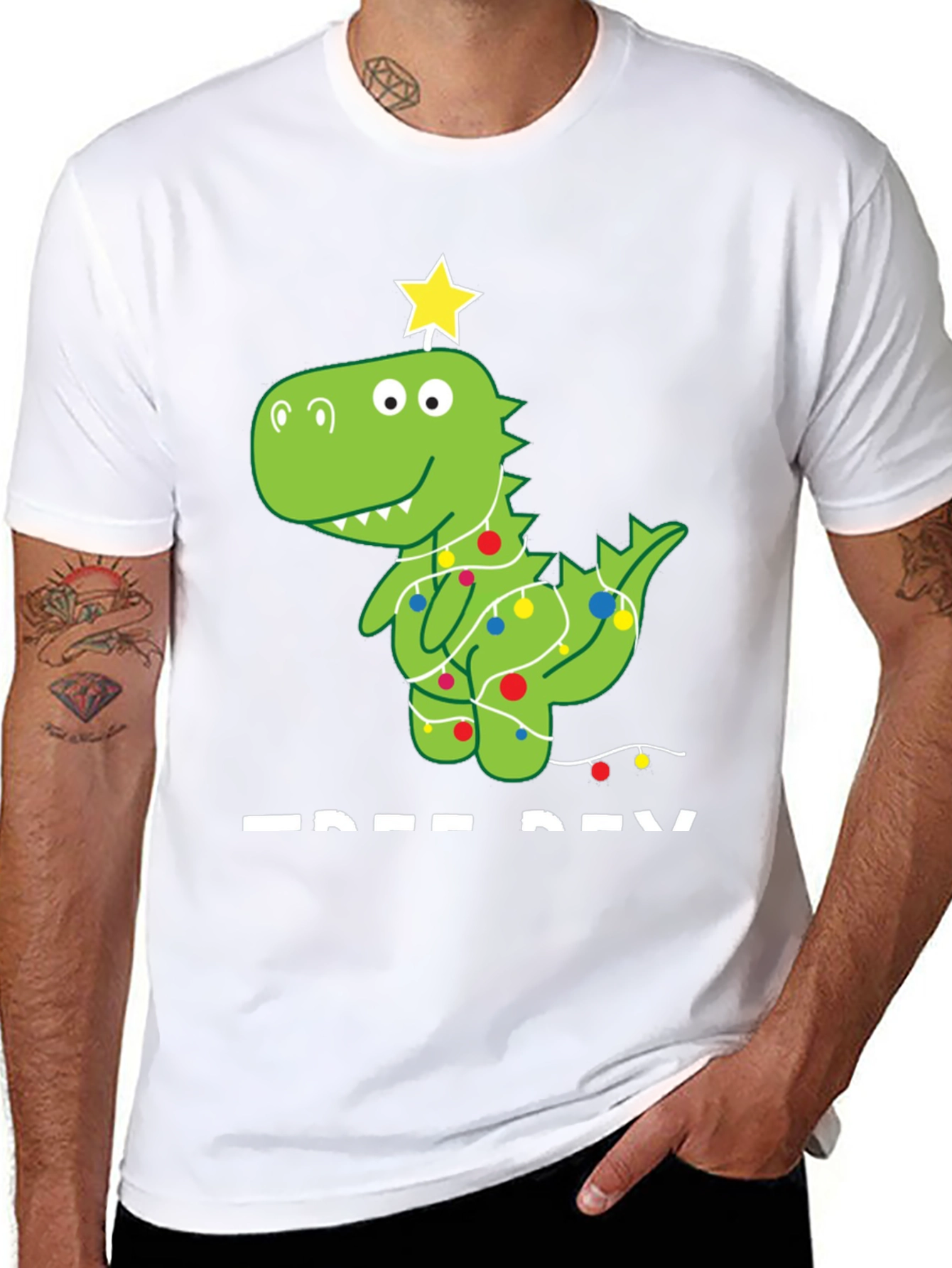 Festive Dino Tee - Christmas Dinosaur T-Shirt