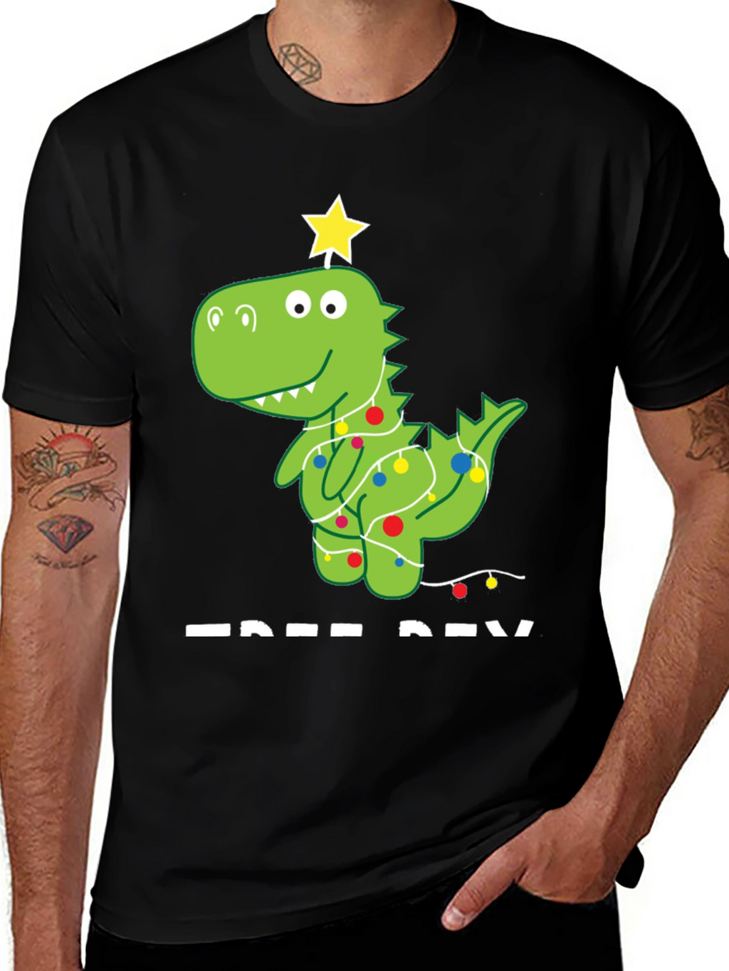 Festive Dino Tee - Christmas Dinosaur T-Shirt