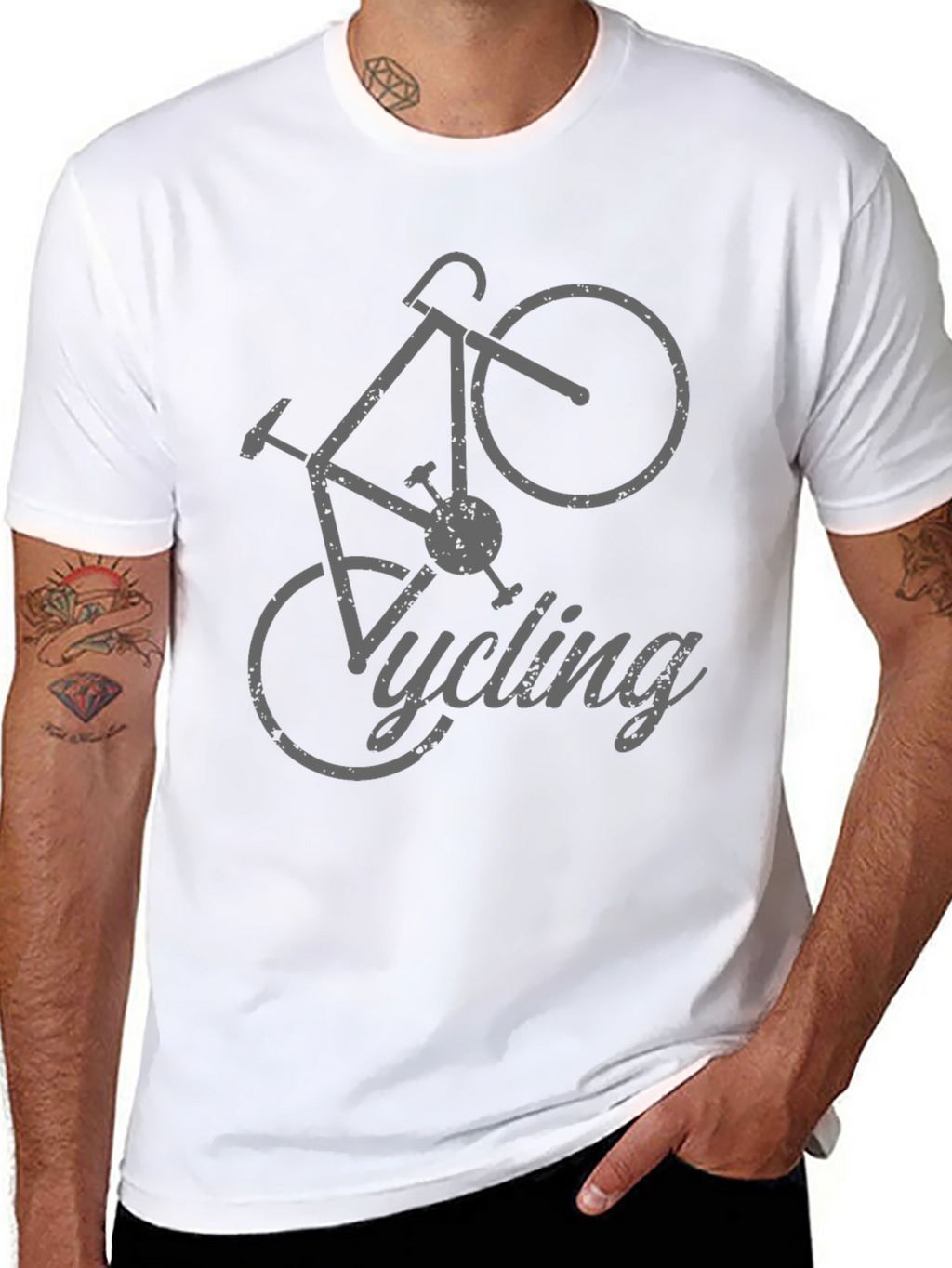 Cycling T-Shirt - Gray Bicycle Design
