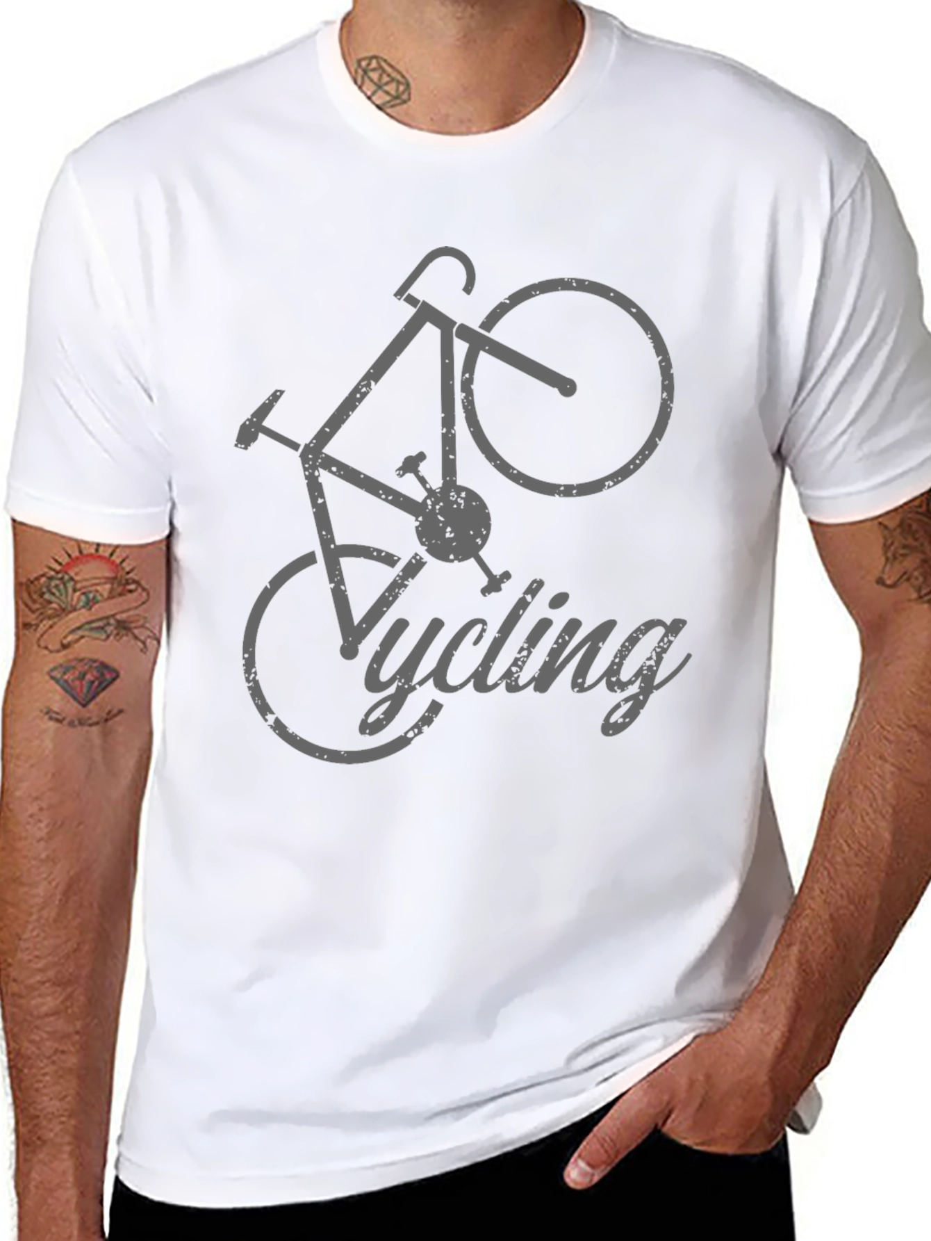 Cycling T-Shirt - Gray Bicycle Design