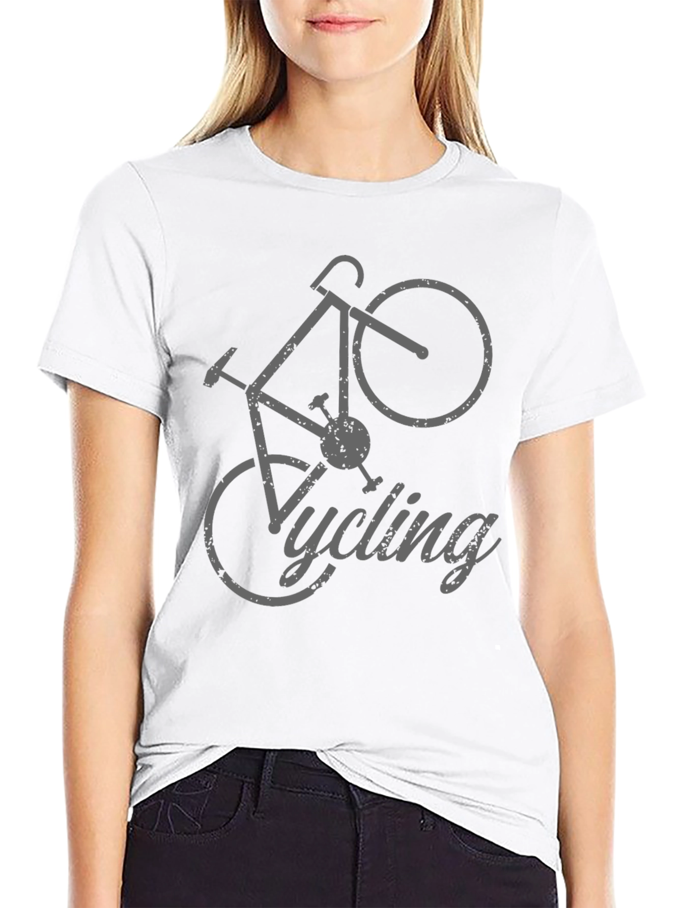 Cycling T-Shirt - Gray Bicycle Design