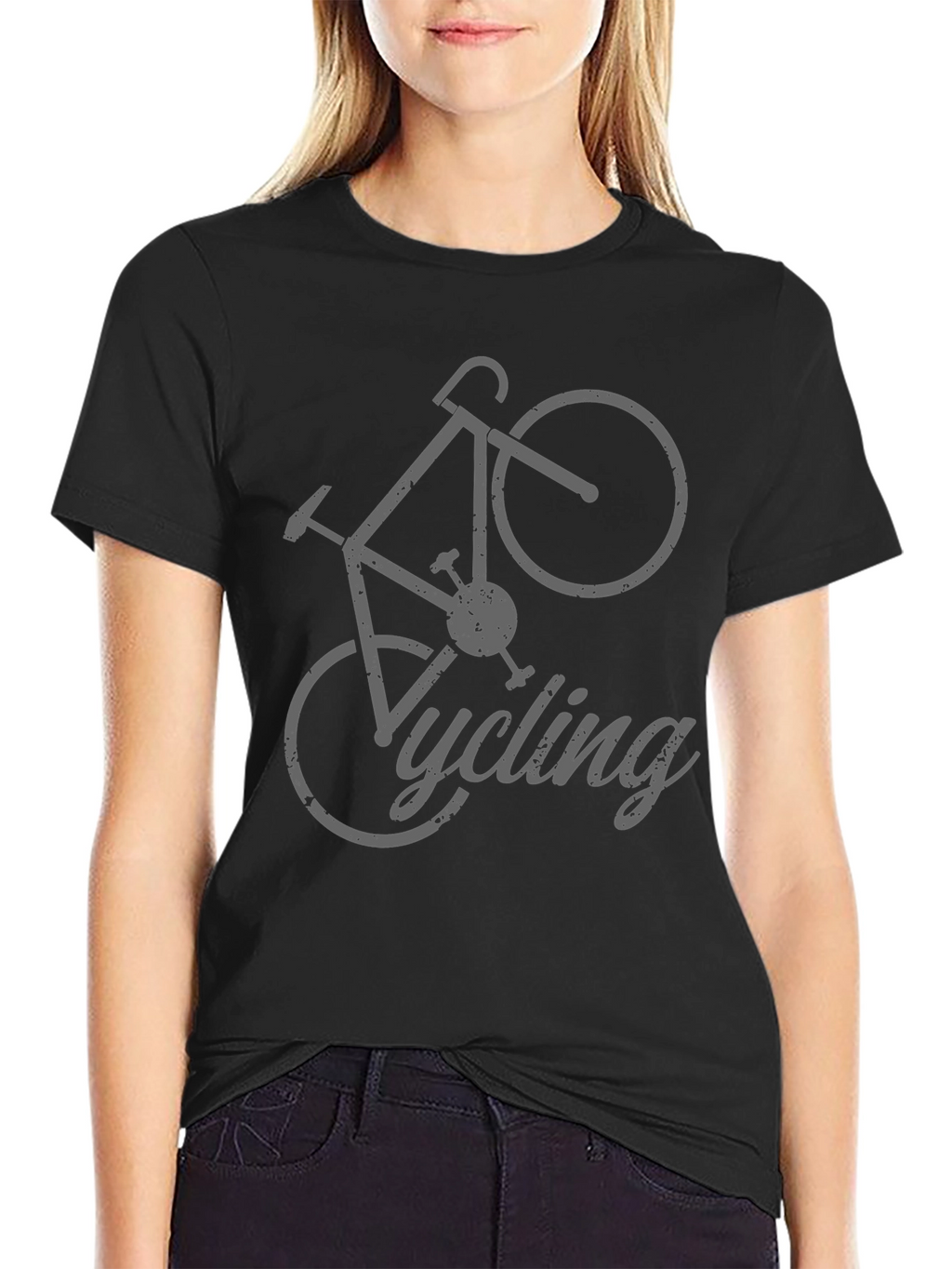 Cycling T-Shirt - Gray Bicycle Design