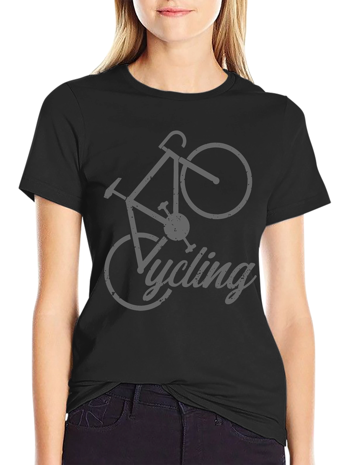 Cycling T-Shirt - Gray Bicycle Design