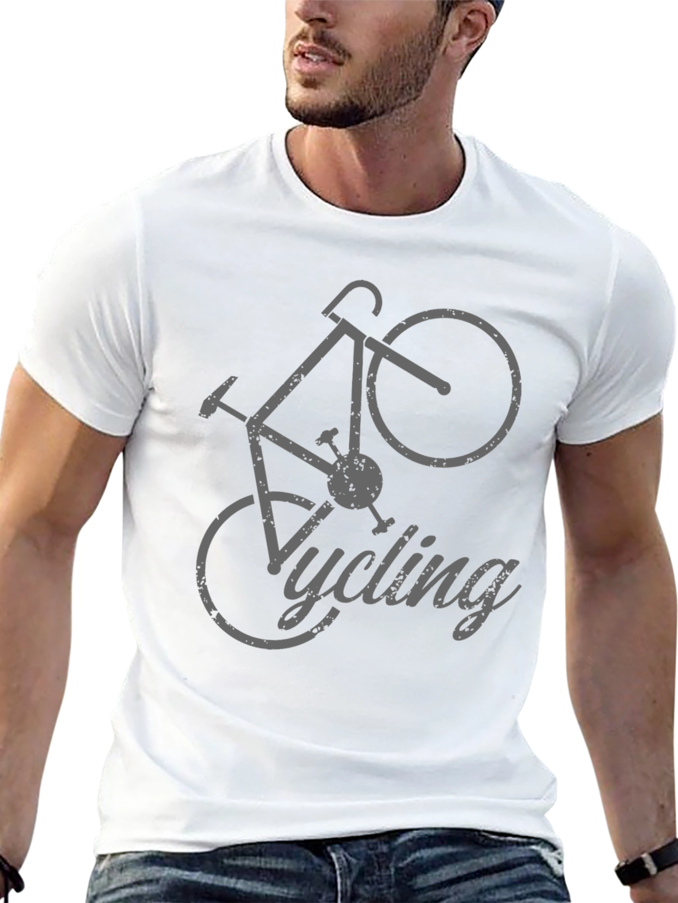 Cycling T-Shirt - Gray Bicycle Design