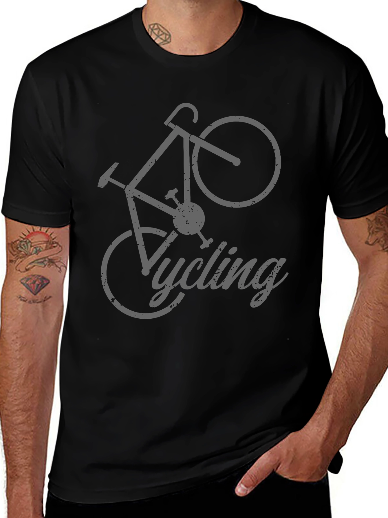 Cycling T-Shirt - Gray Bicycle Design