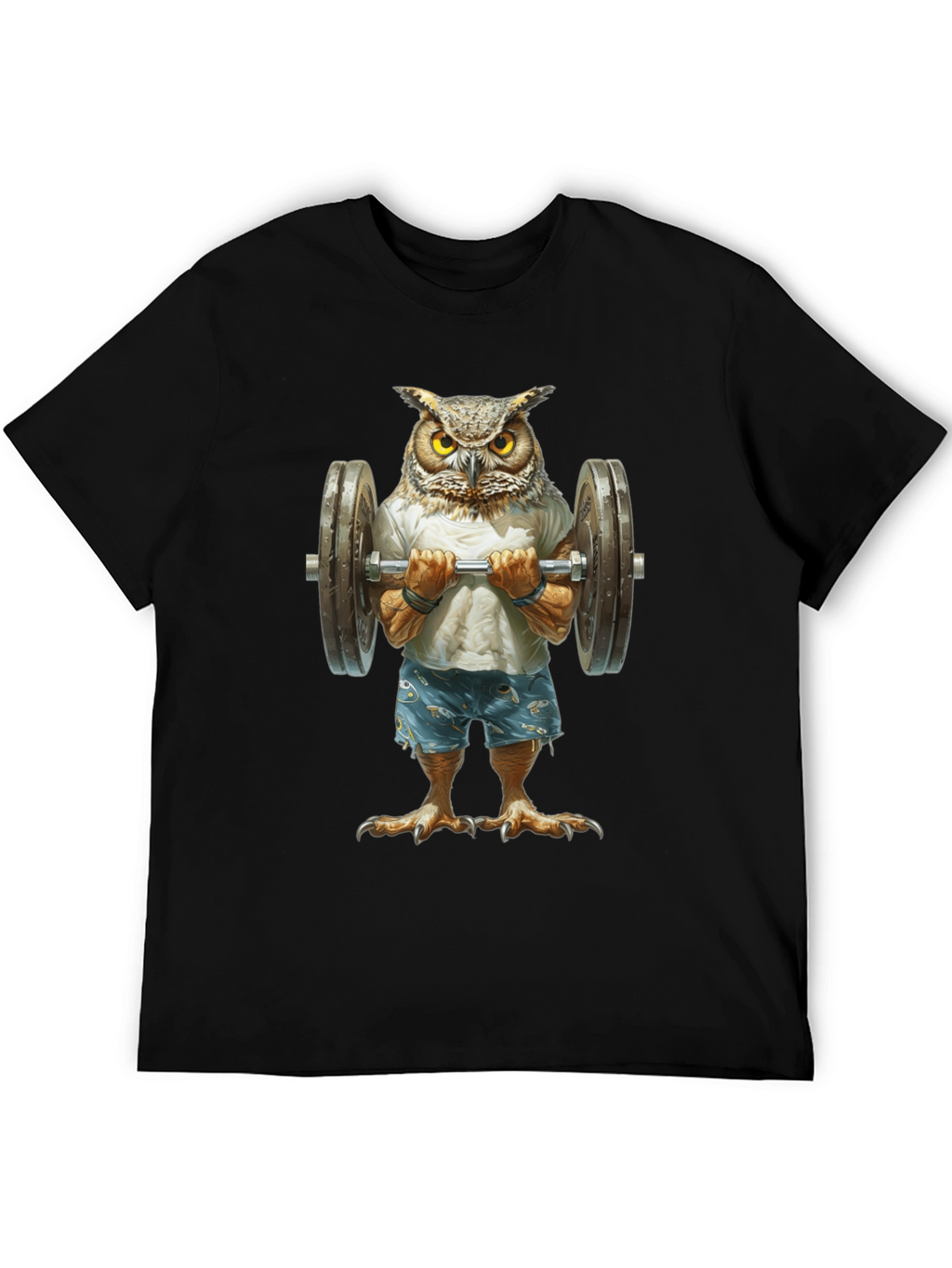 Owl Lifting Weights Graphic T-Shirt