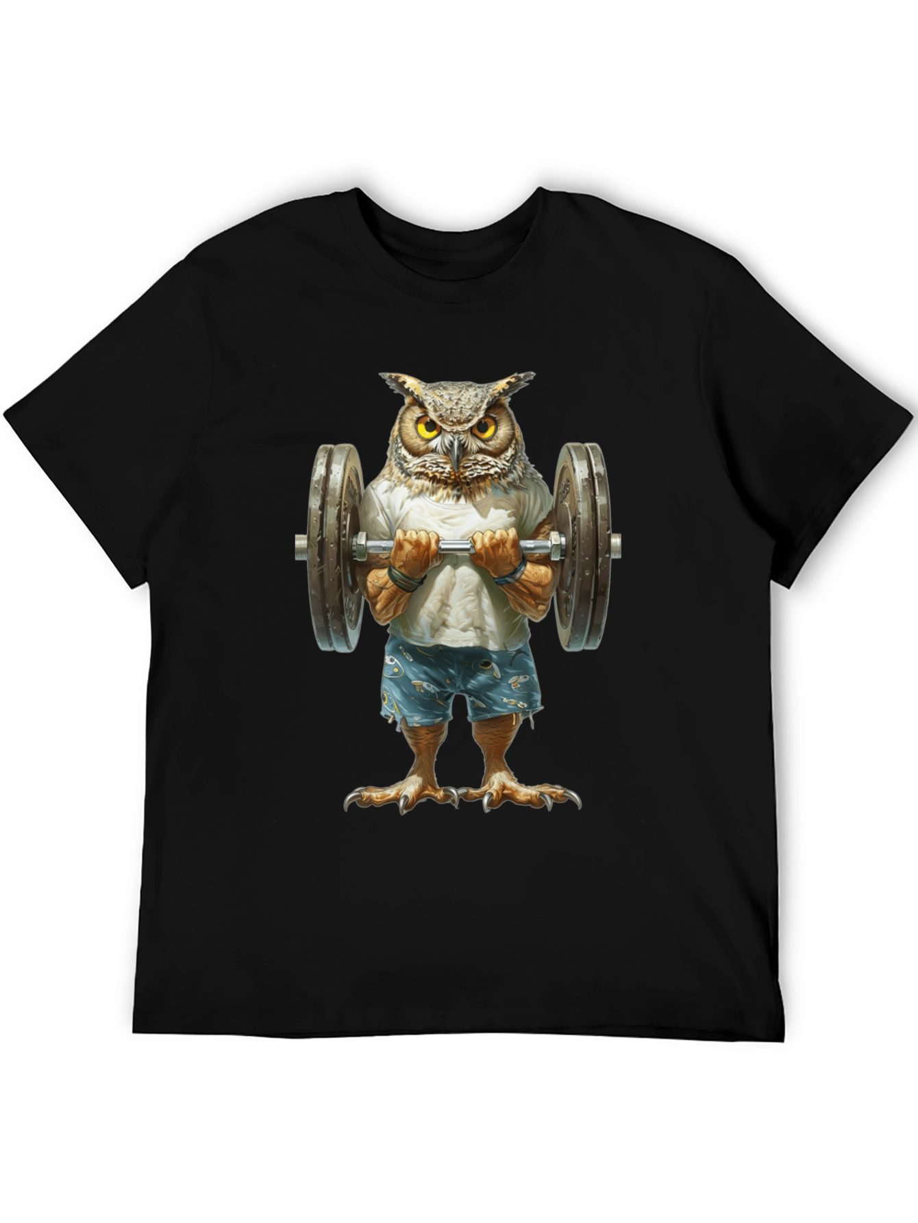 Owl Lifting Weights Graphic T-Shirt