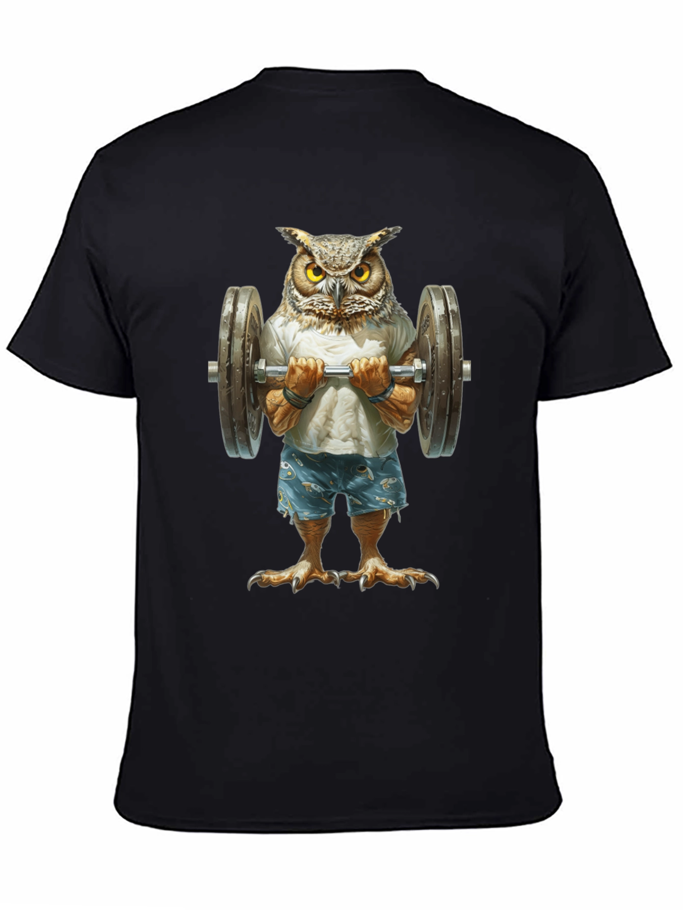 Owl Lifting Weights Graphic T-Shirt