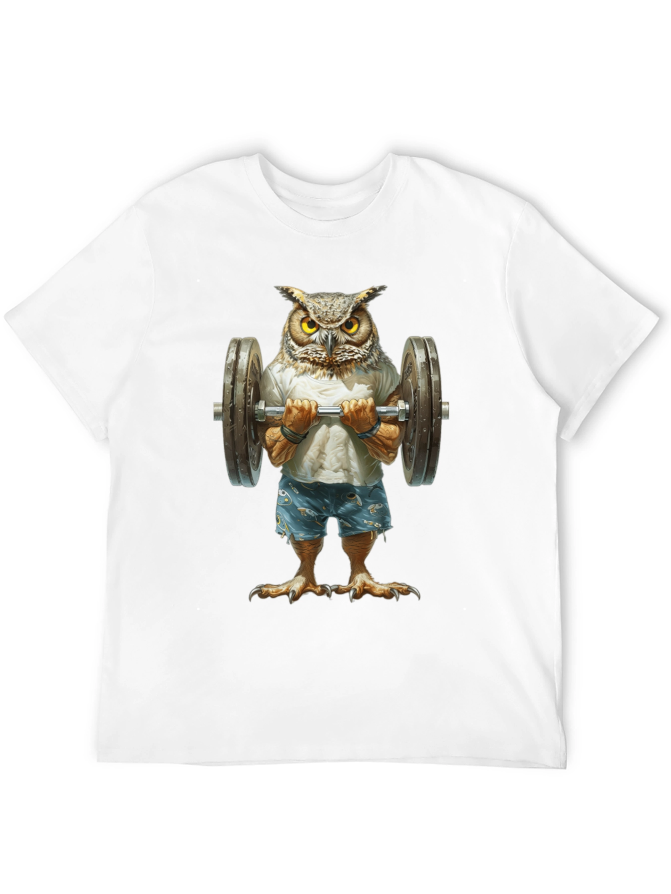 Owl Lifting Weights Graphic T-Shirt