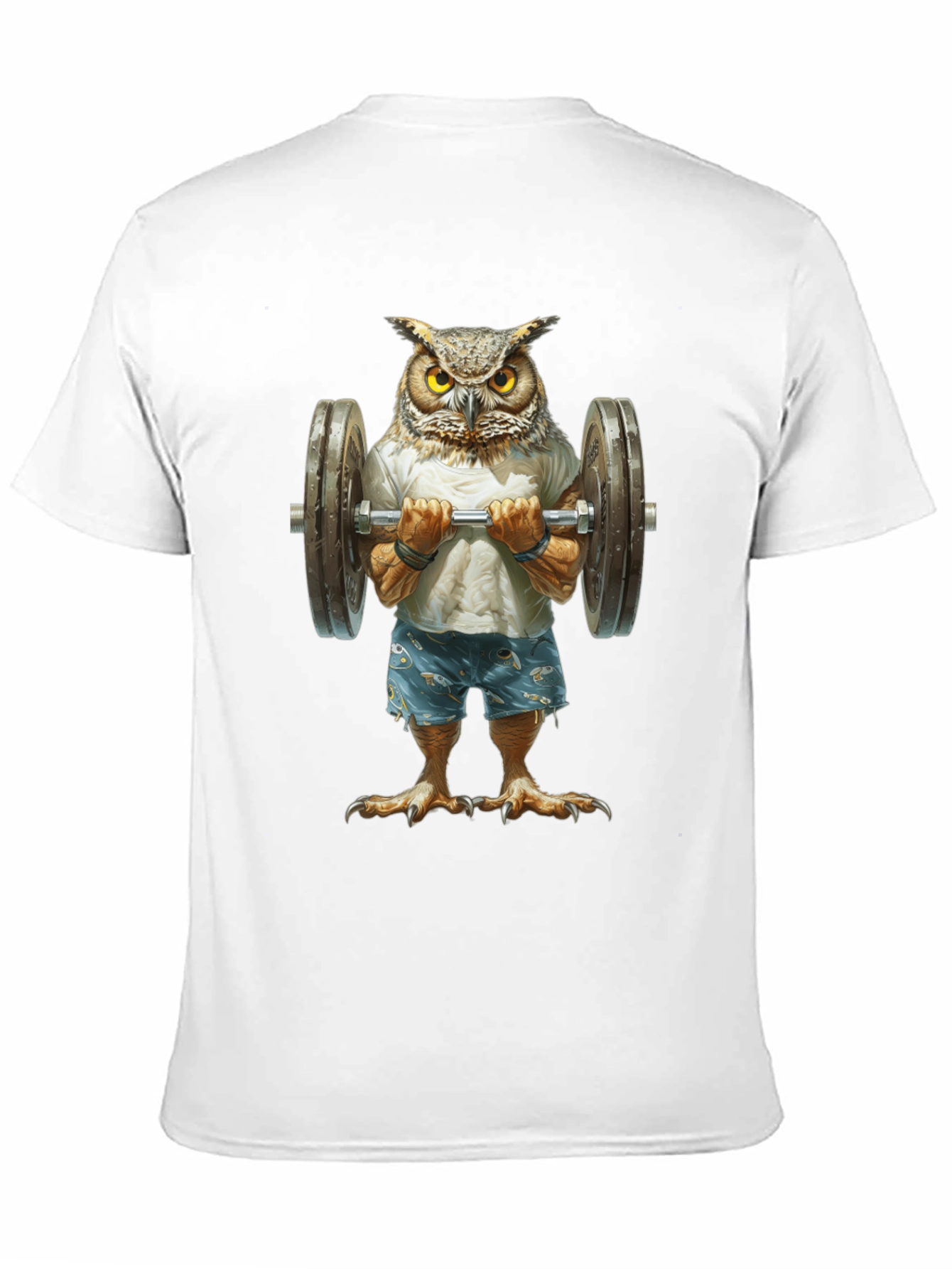Owl Lifting Weights Graphic T-Shirt