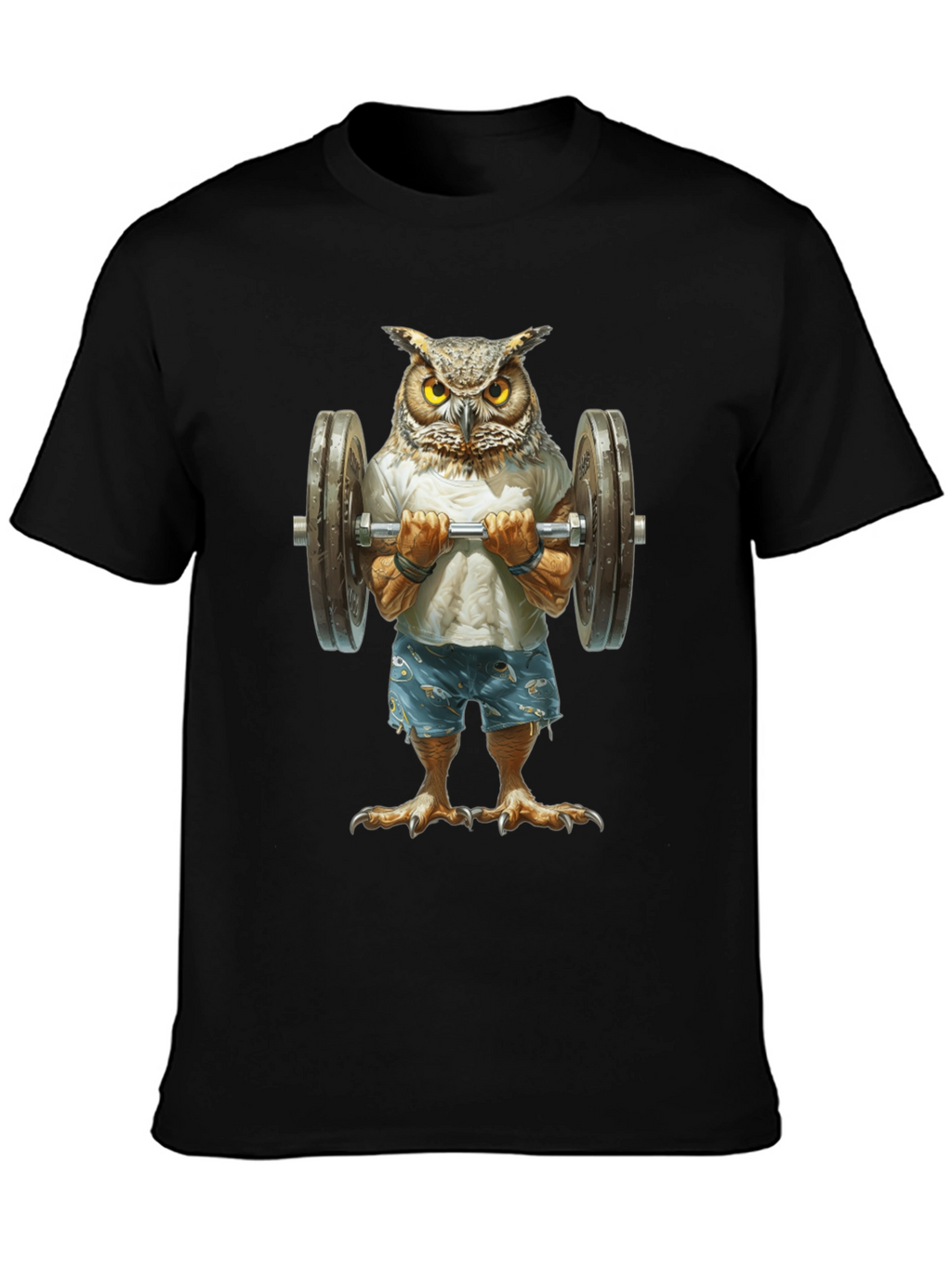 Owl Lifting Weights Graphic T-Shirt