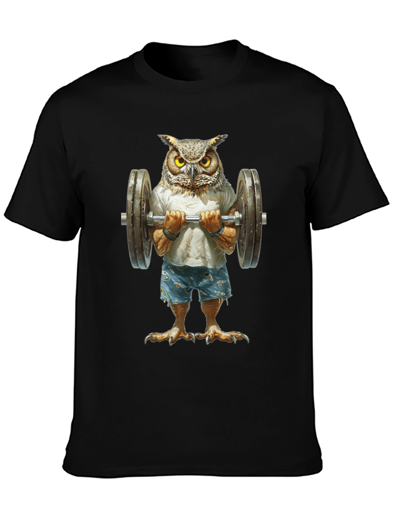 Owl Lifting Weights Graphic T-Shirt