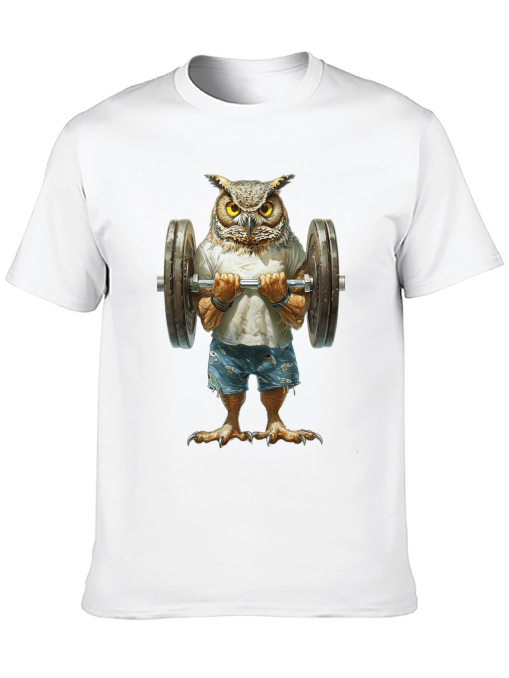 Owl Lifting Weights Graphic T-Shirt