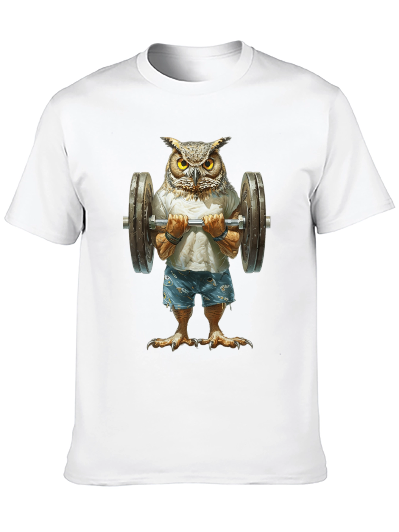 Owl Lifting Weights Graphic T-Shirt