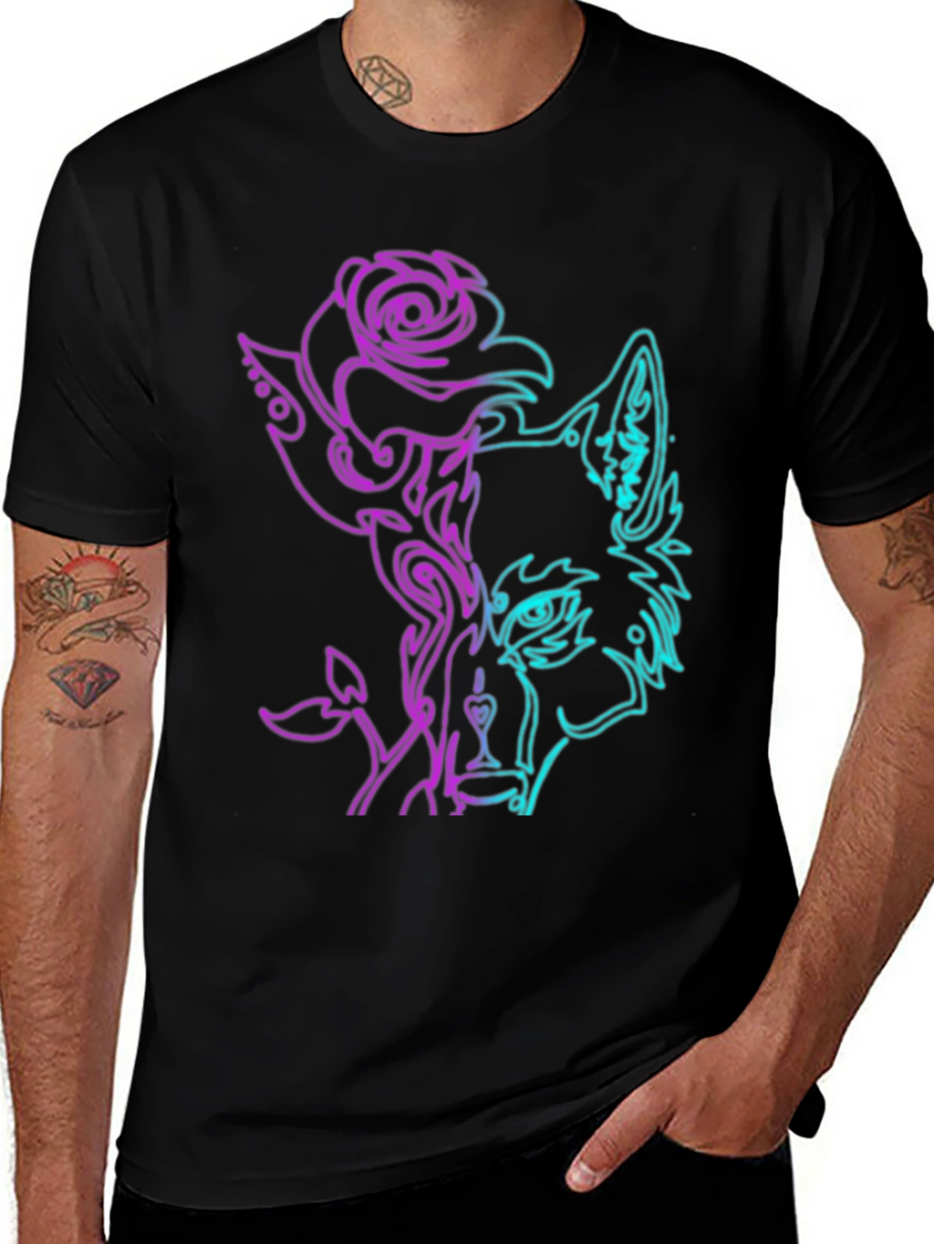 Neon Wolf Rose Graphic Tee