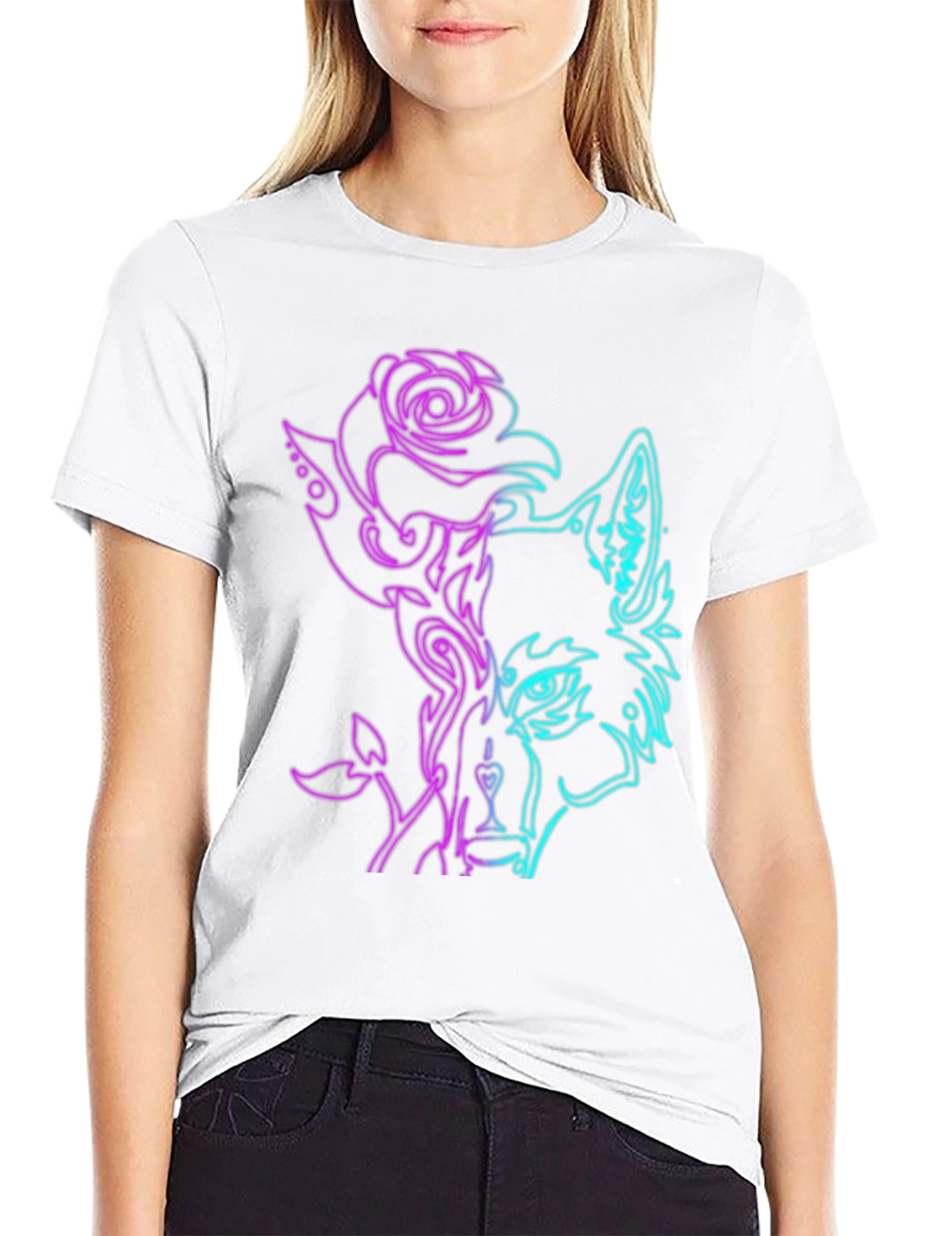 Neon Wolf Rose Graphic Tee
