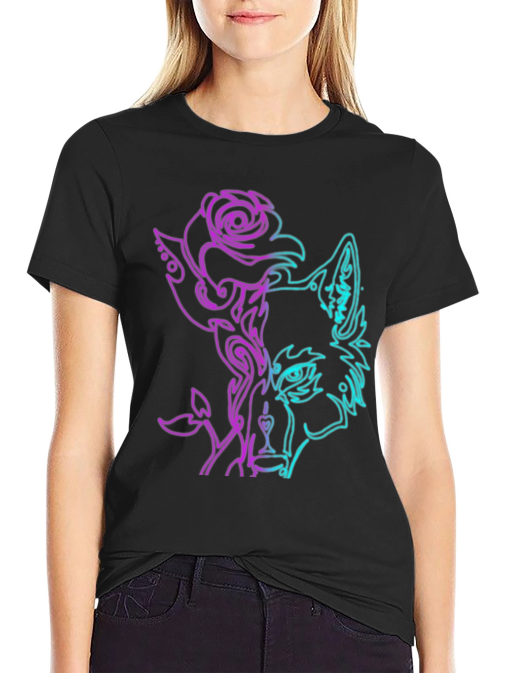 Neon Wolf Rose Graphic Tee