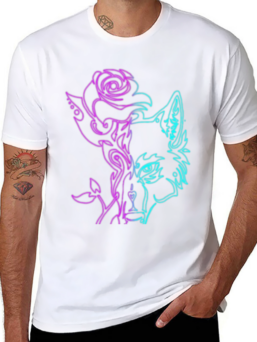 Neon Wolf Rose Graphic Tee
