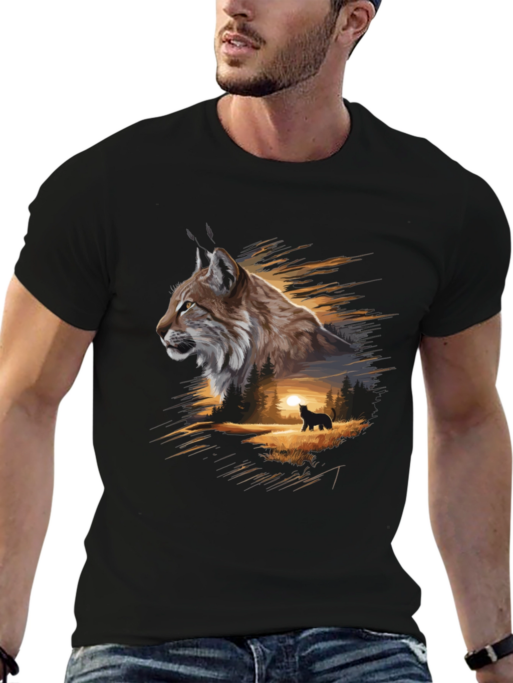 Lynx Forest T-Shirt: Nature-Inspired Graphic Tee