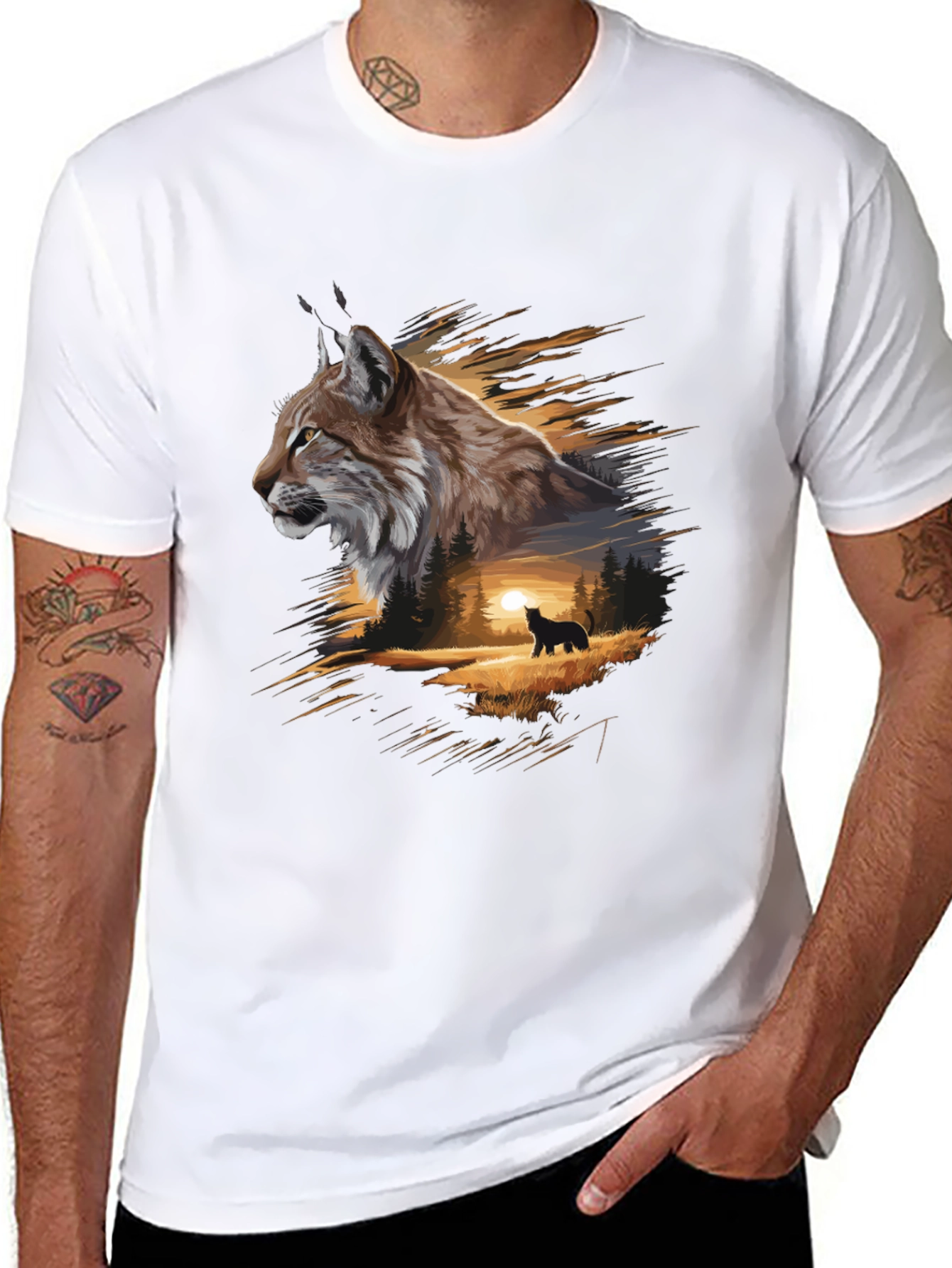 Lynx Forest T-Shirt: Nature-Inspired Graphic Tee