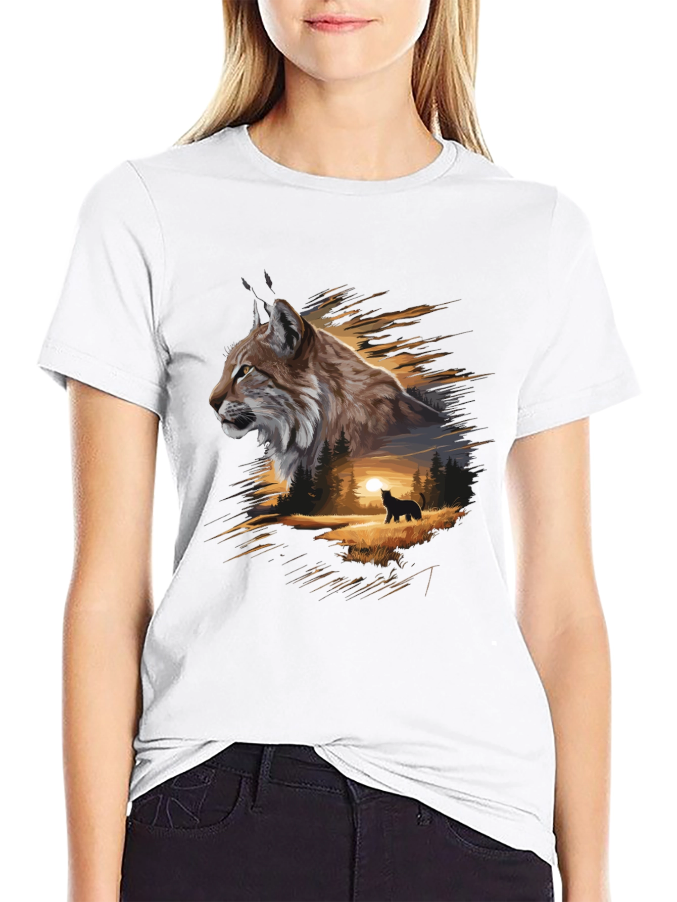 Lynx Forest T-Shirt: Nature-Inspired Graphic Tee