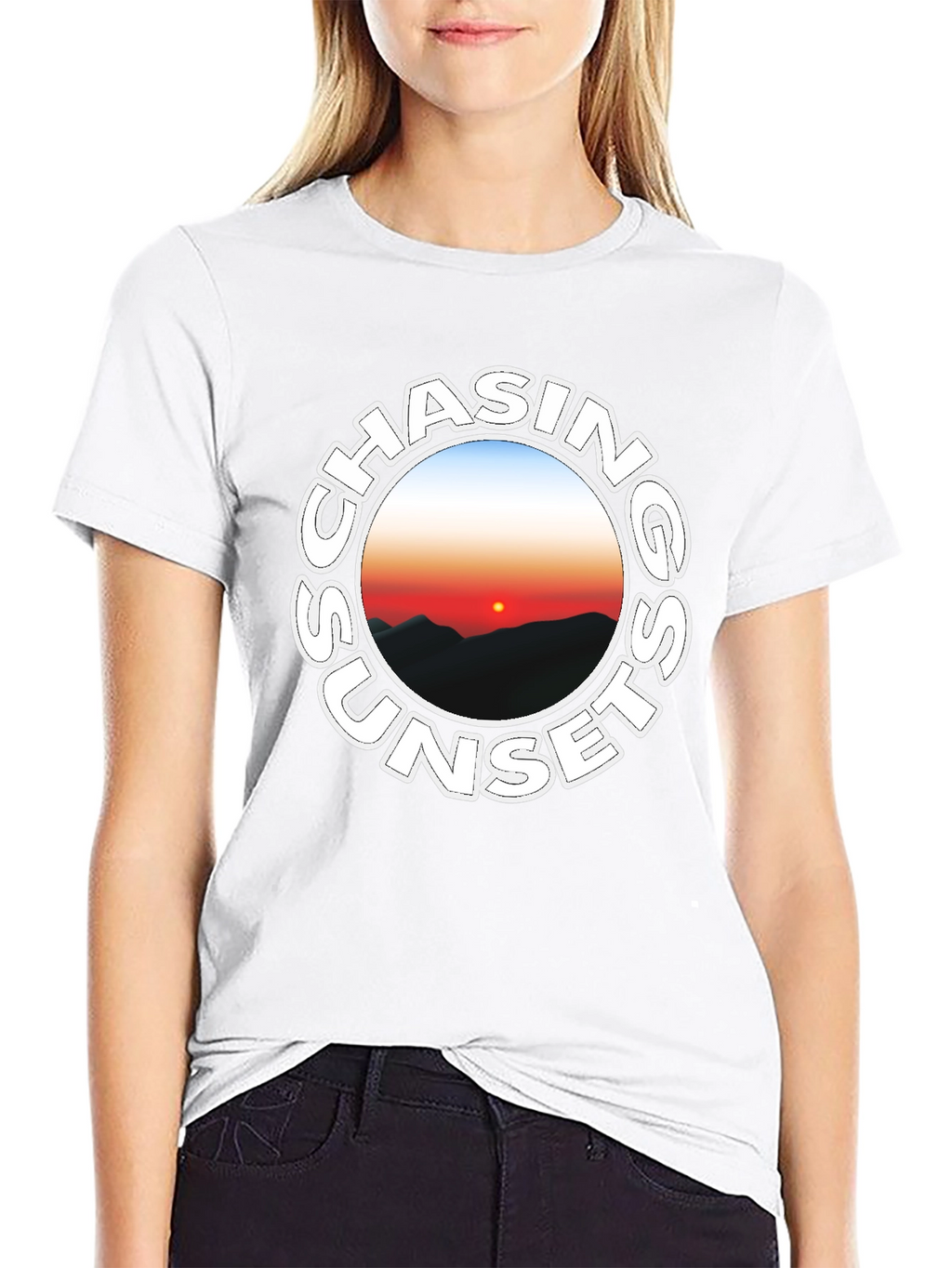 Chasing Sunsets Black Graphic Tee