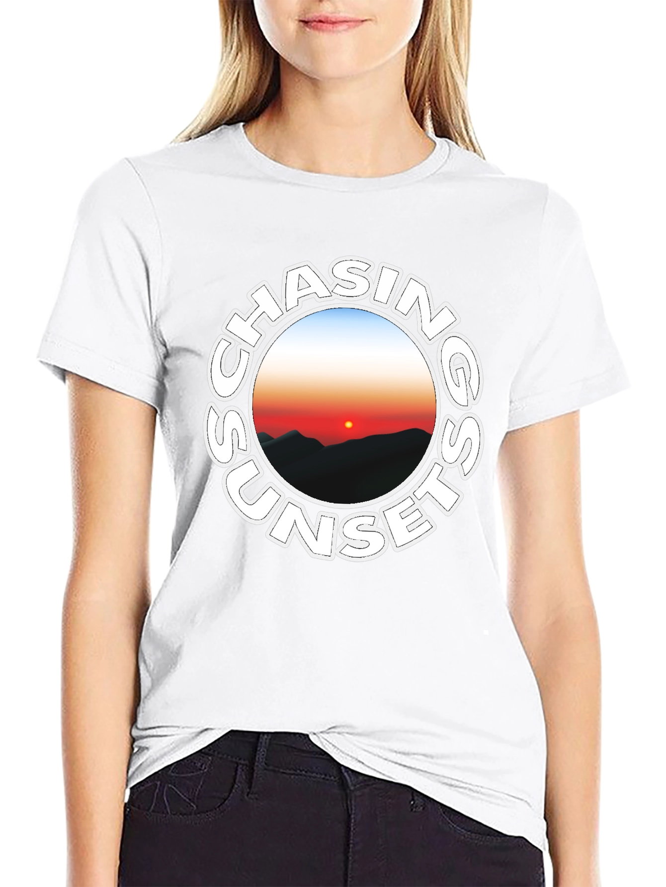 Chasing Sunsets Black Graphic Tee