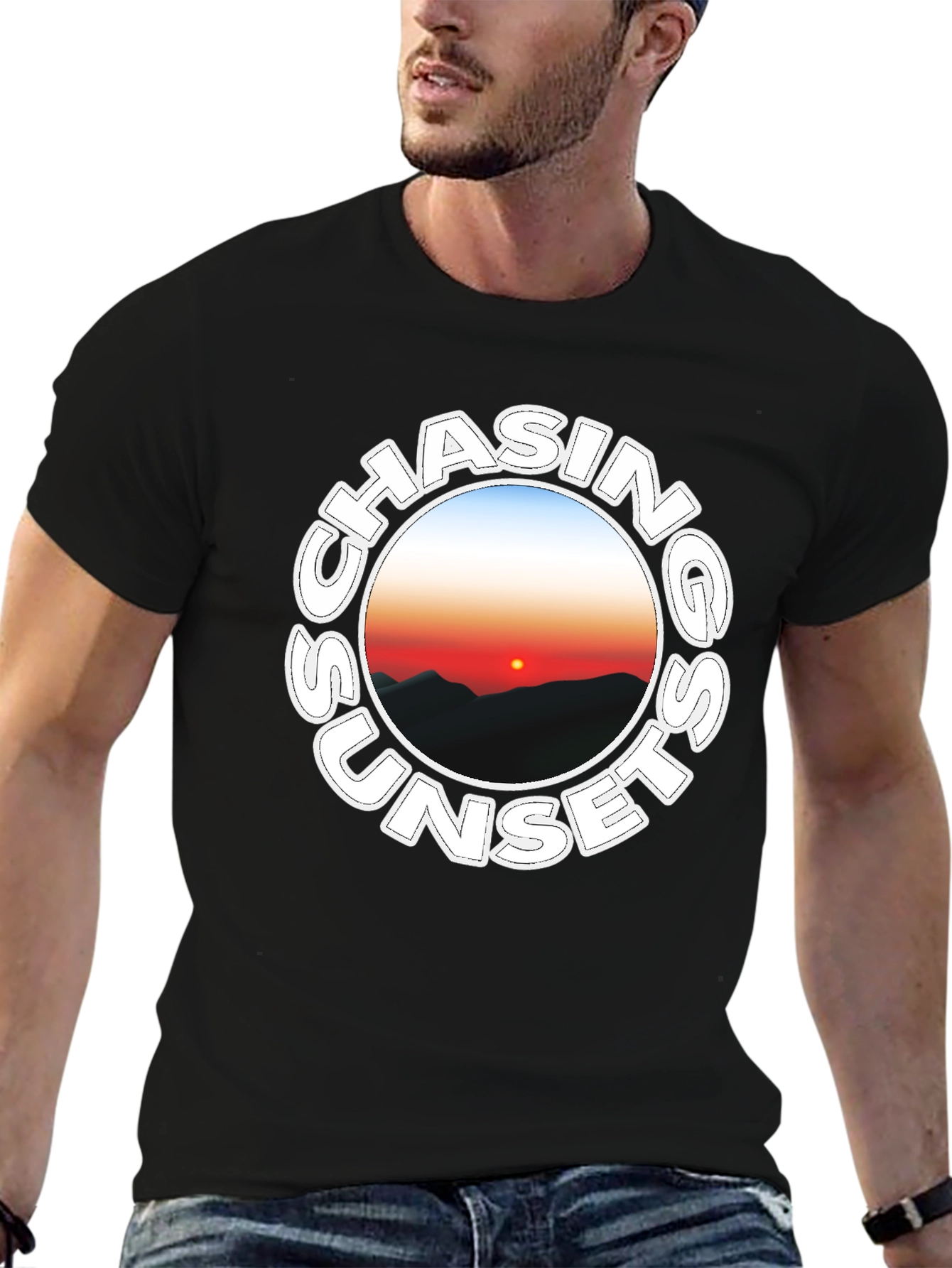 Chasing Sunsets Black Graphic Tee