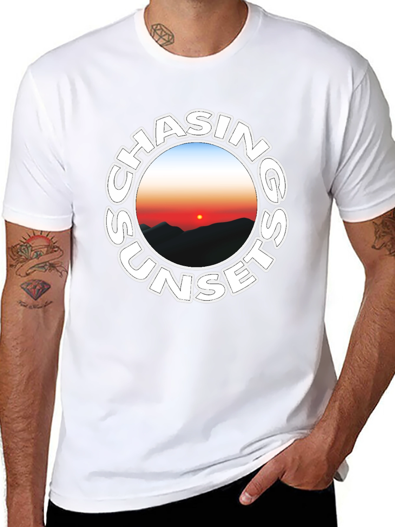 Chasing Sunsets Black Graphic Tee