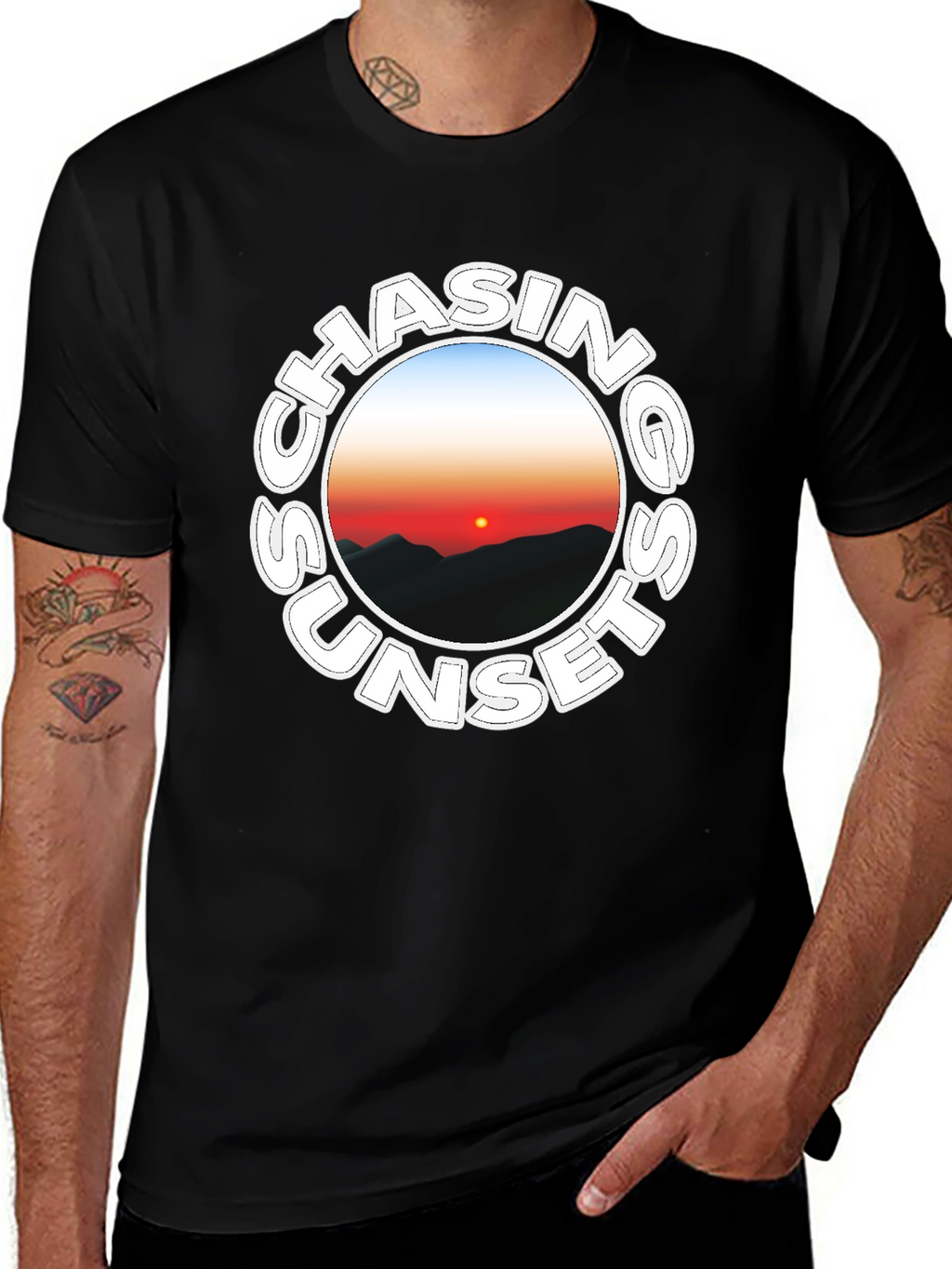 Chasing Sunsets Black Graphic Tee