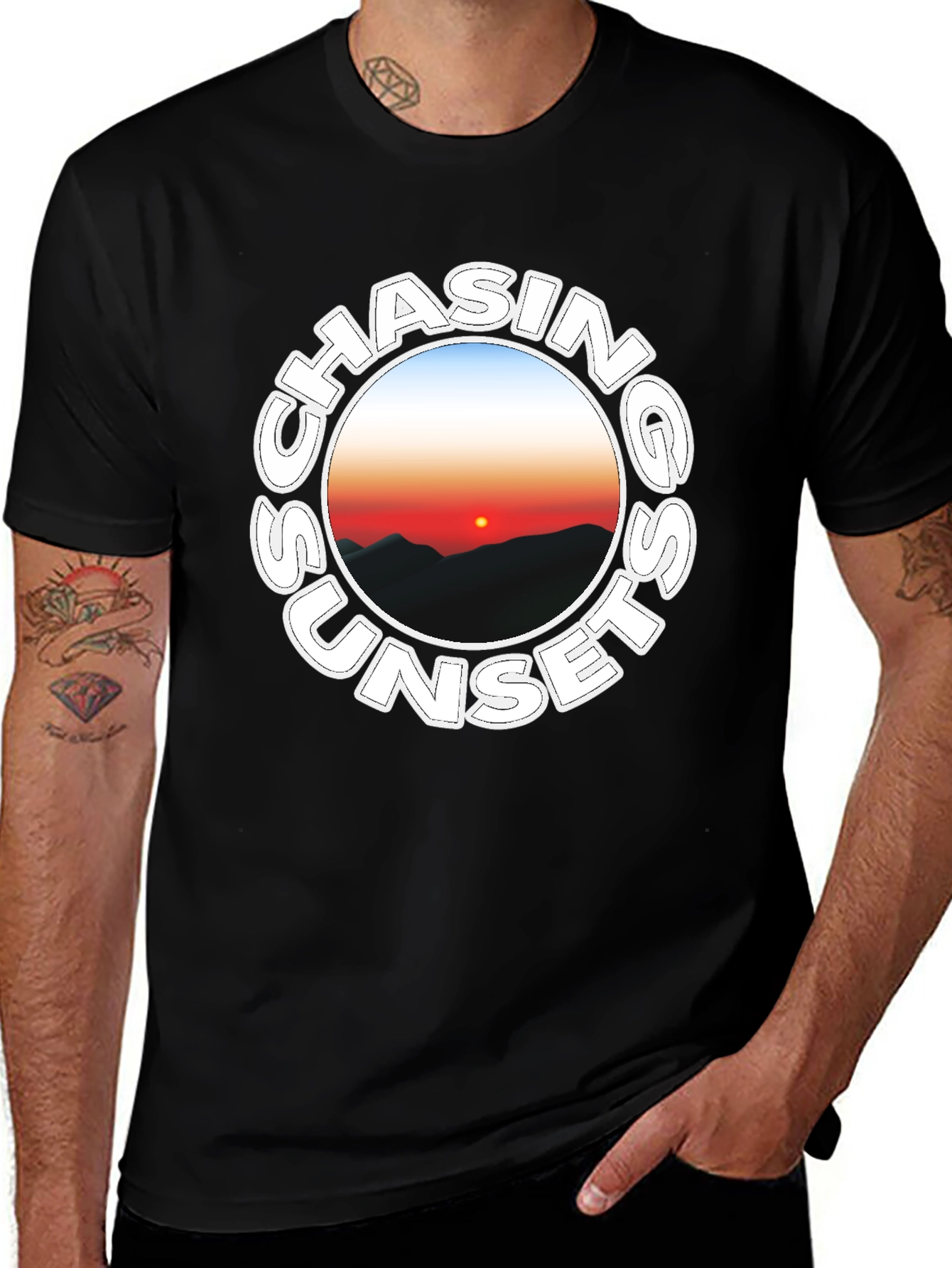 Chasing Sunsets Black Graphic Tee