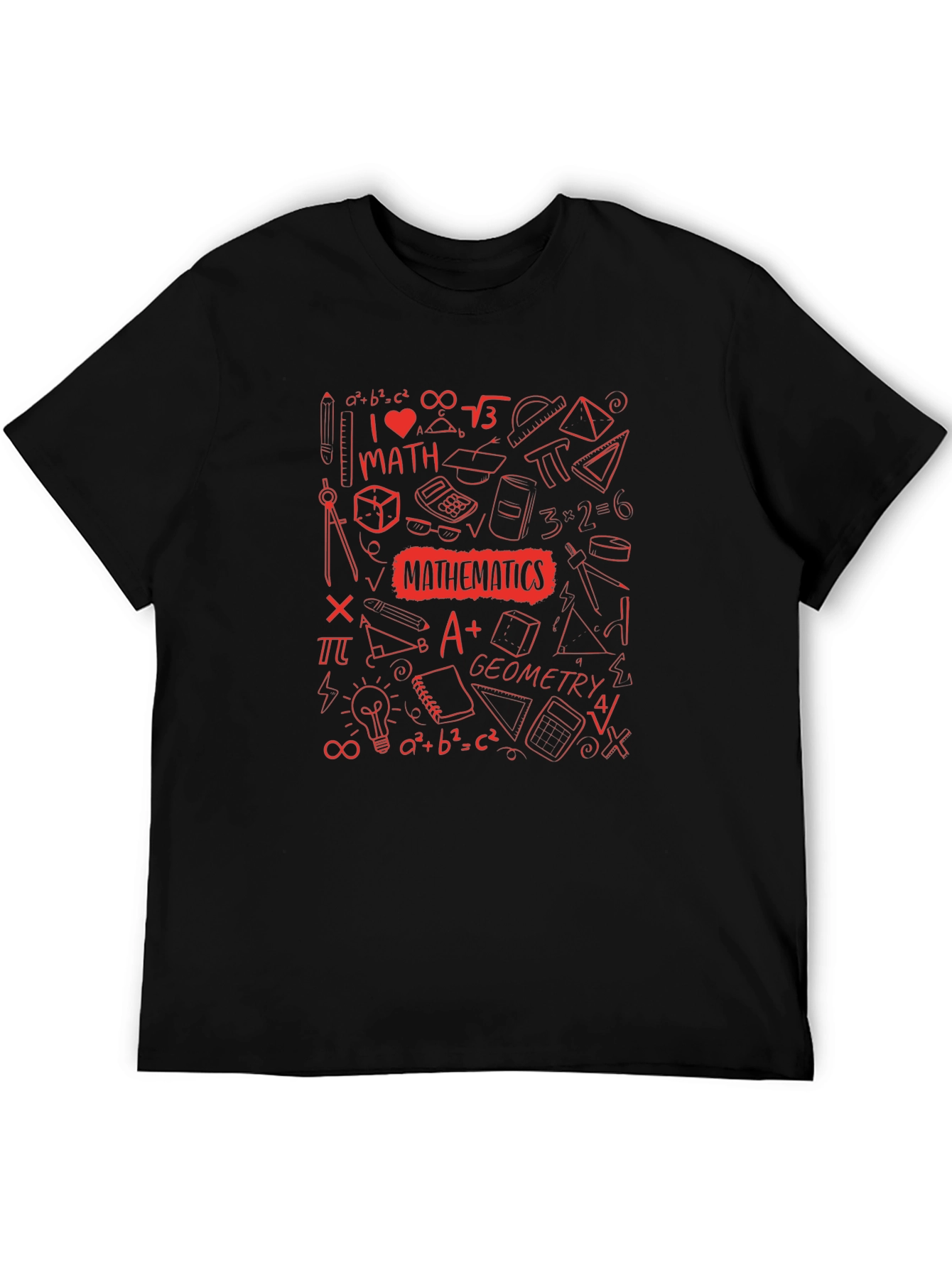 Math Lover Tee - Red Math Symbol Graphic Print T-Shirt