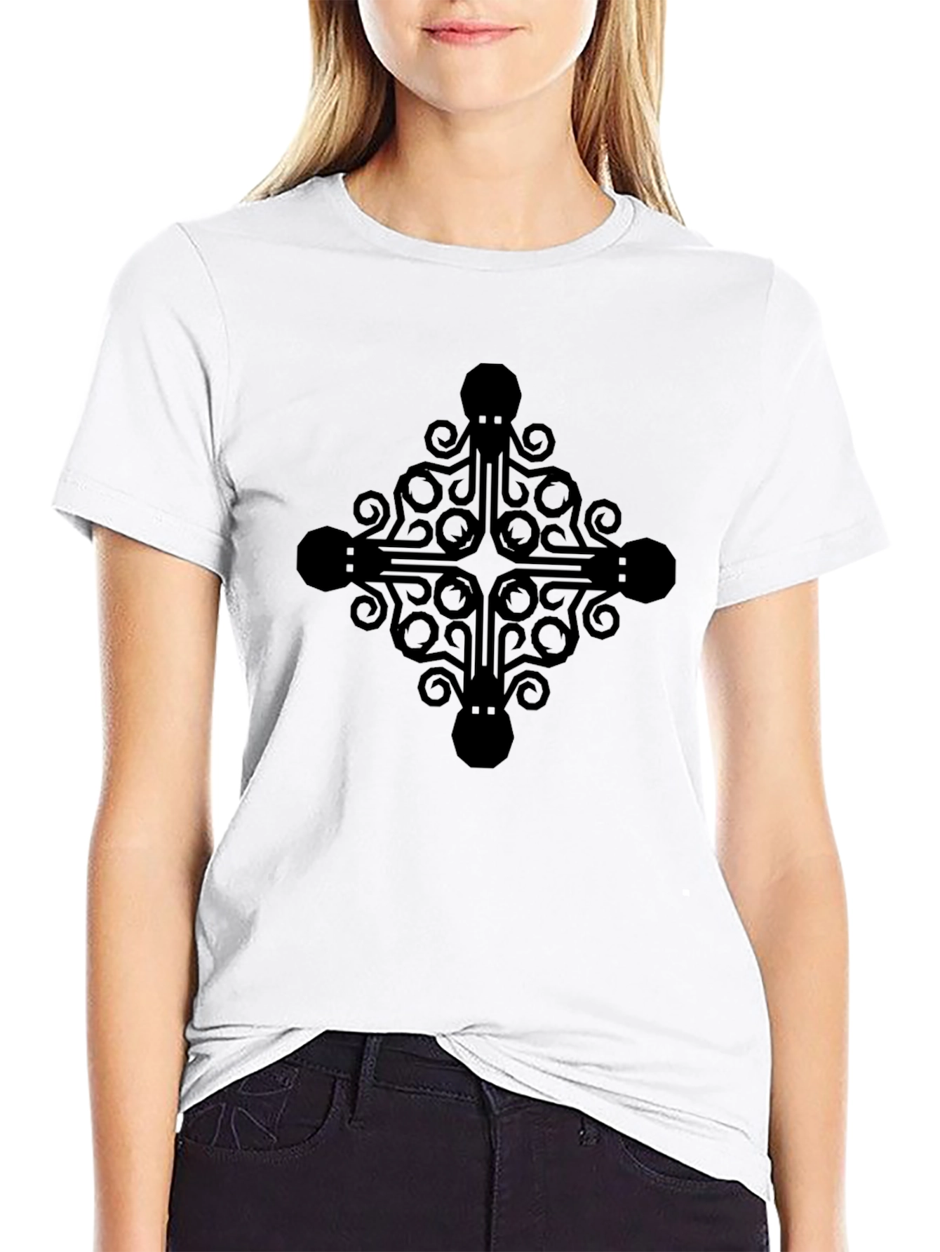 Octopus Cross Graphic Tee - Black