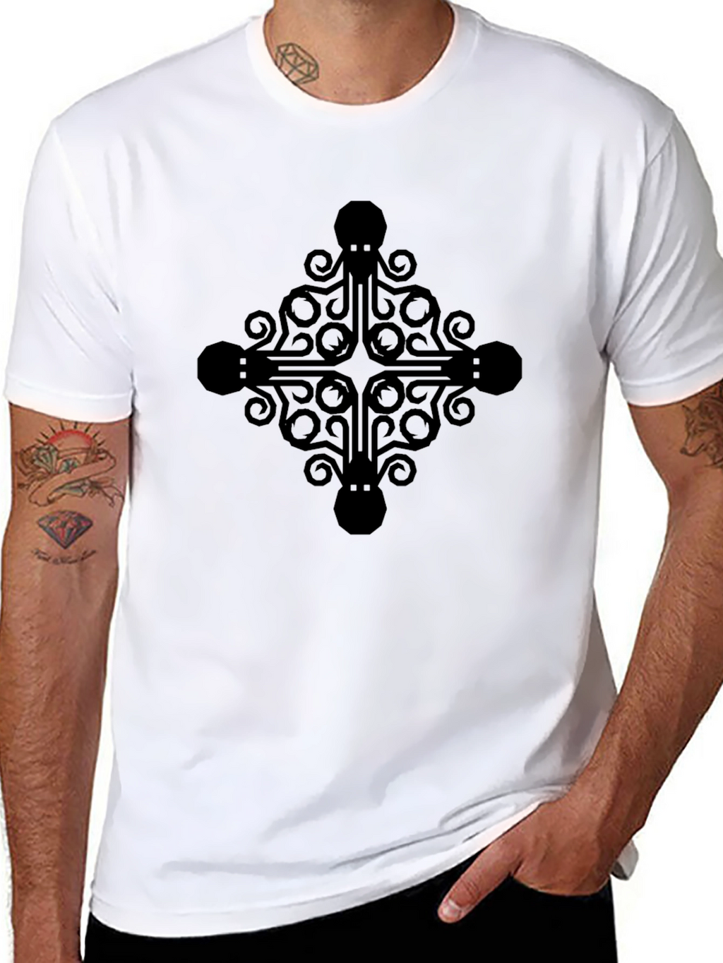 Octopus Cross Graphic Tee - Black