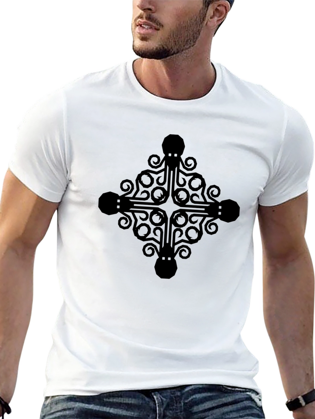 Octopus Cross Graphic Tee - Black