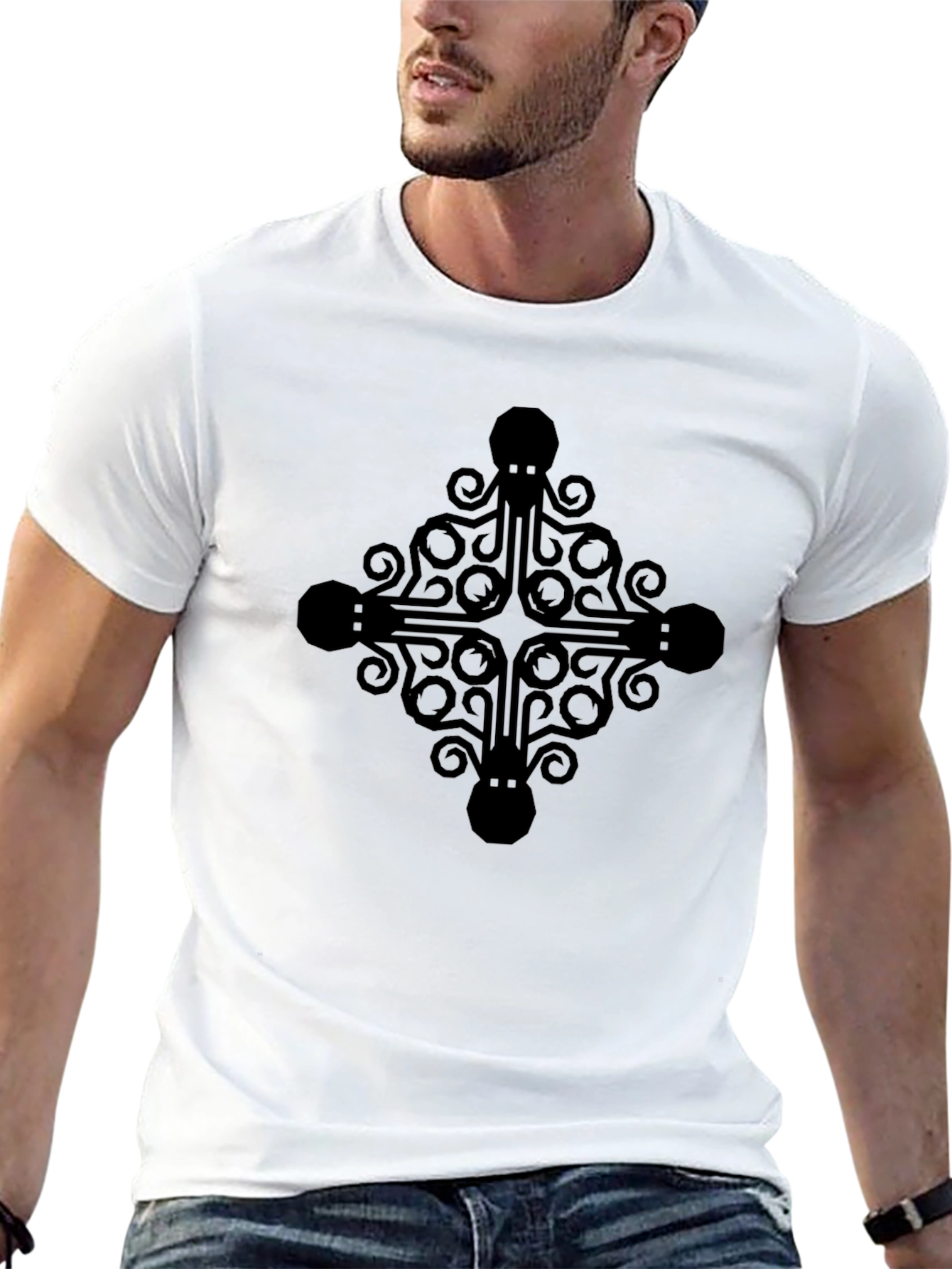 Octopus Cross Graphic Tee - Black