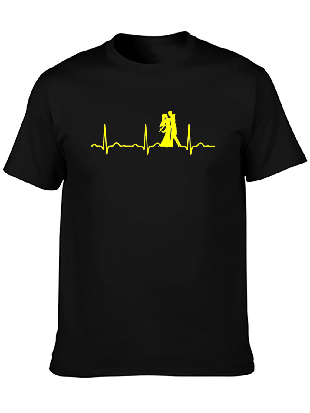 Dancing Heartbeat Graphic Tee - Black Cotton