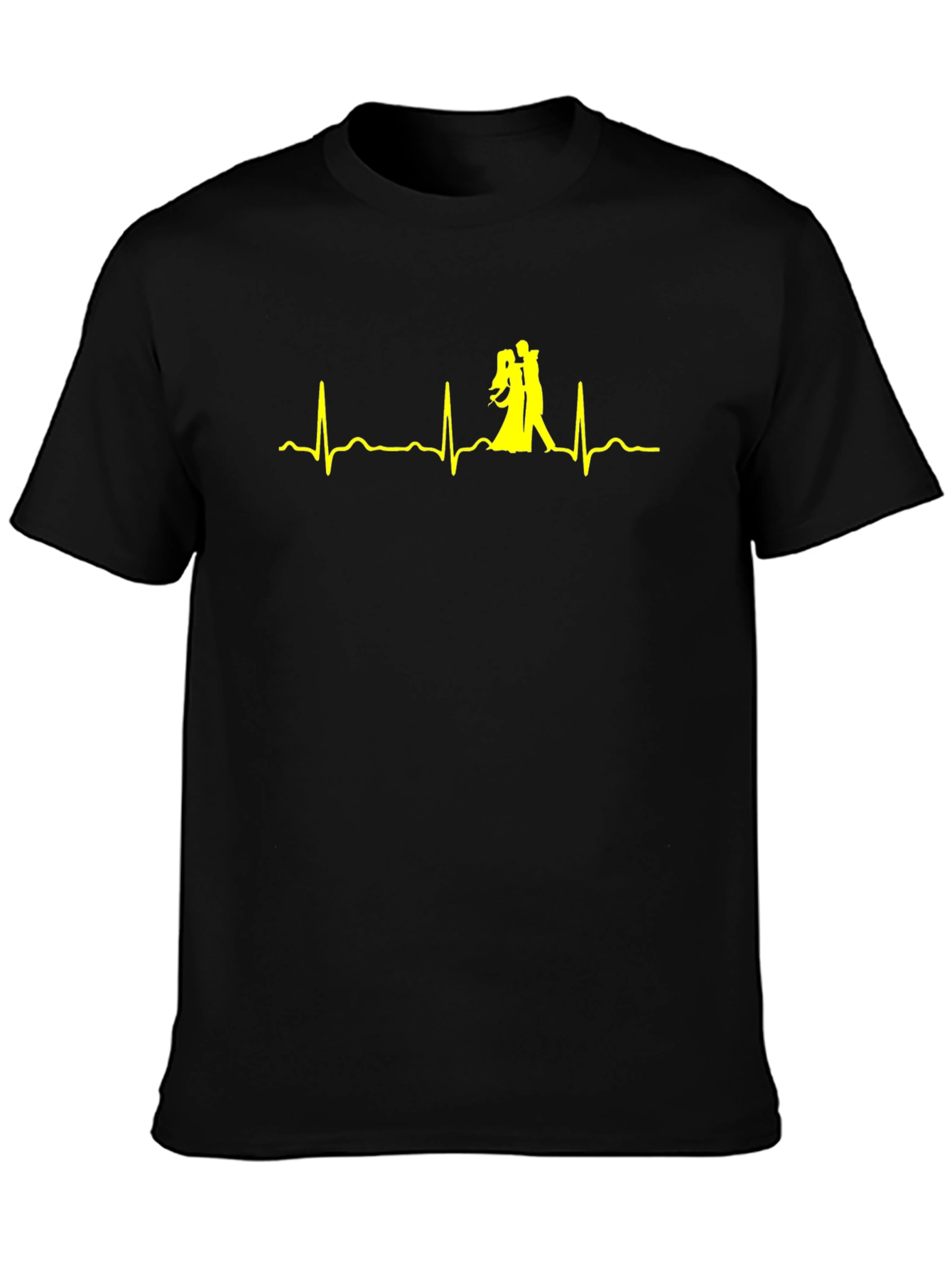 Dancing Heartbeat Graphic Tee - Black Cotton