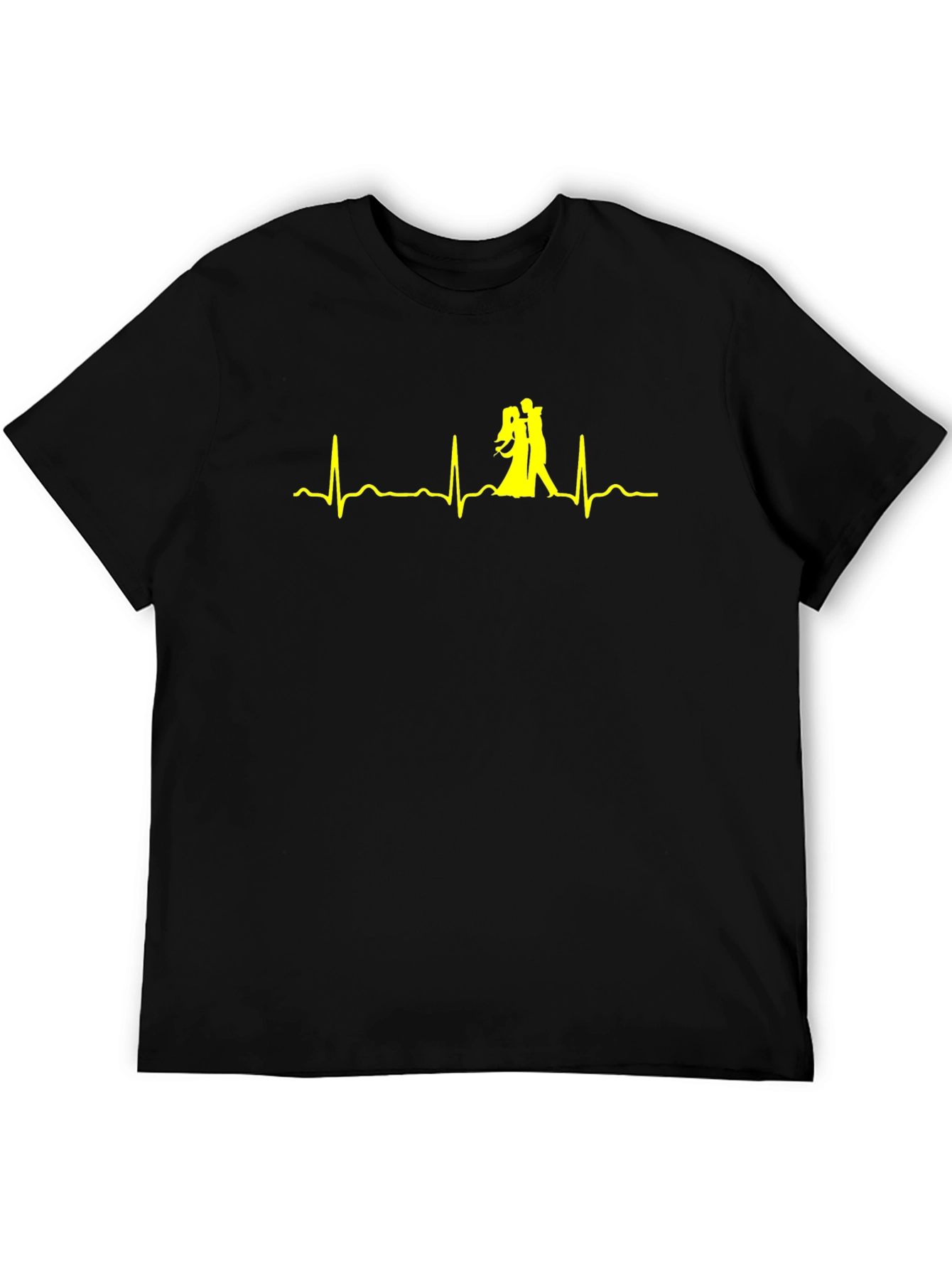 Dancing Heartbeat Graphic Tee - Black Cotton