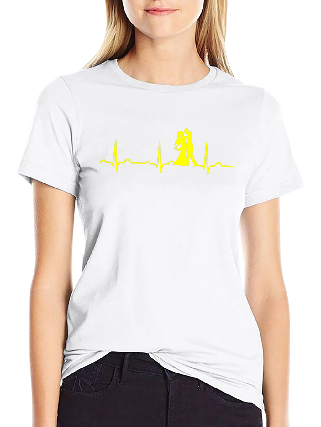Dancing Heartbeat Graphic Tee - Black Cotton