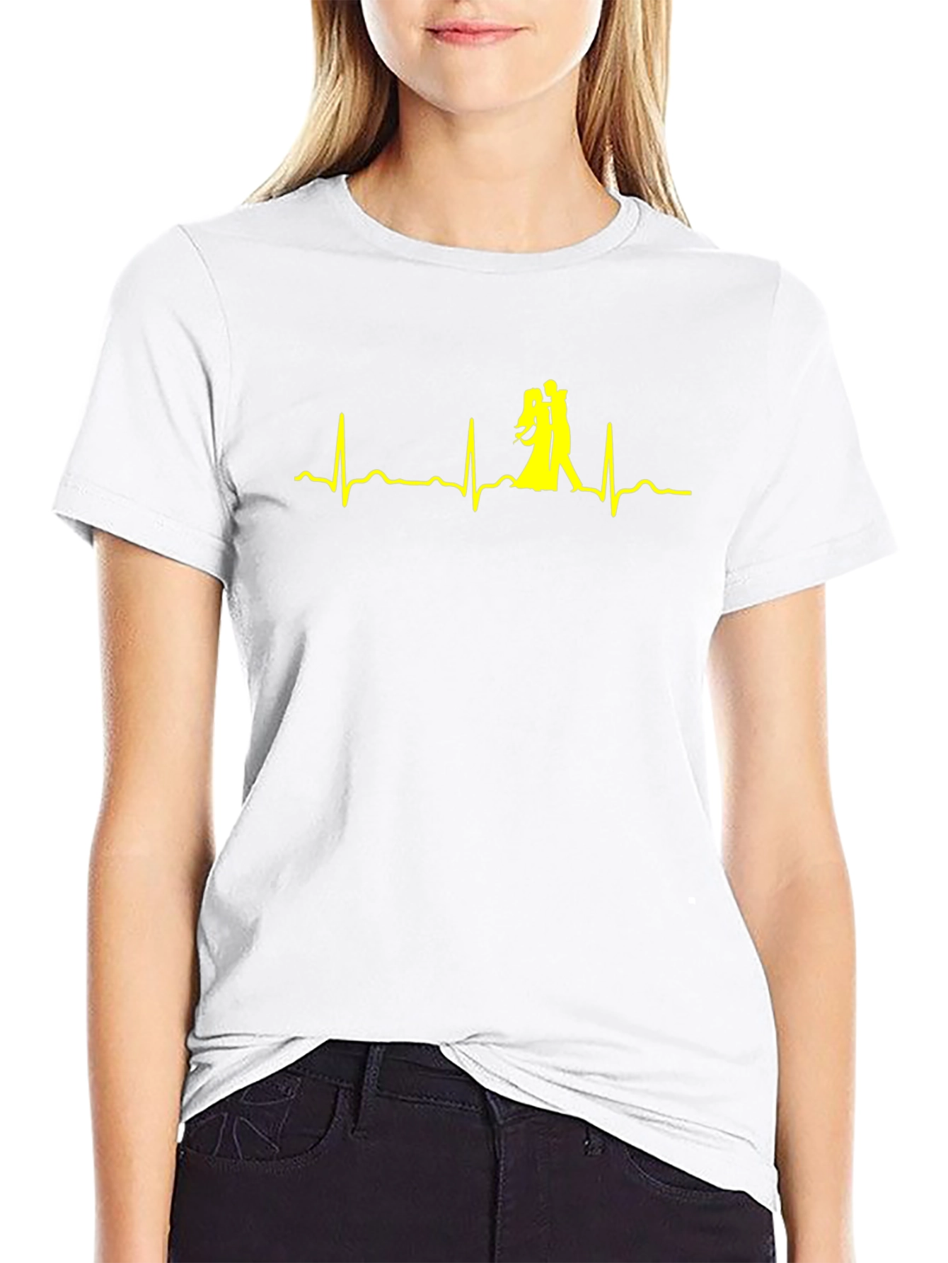Dancing Heartbeat Graphic Tee - Black Cotton