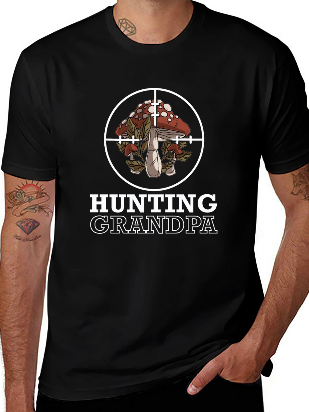 Hunting Grandpa Mushroom Target T-Shirt